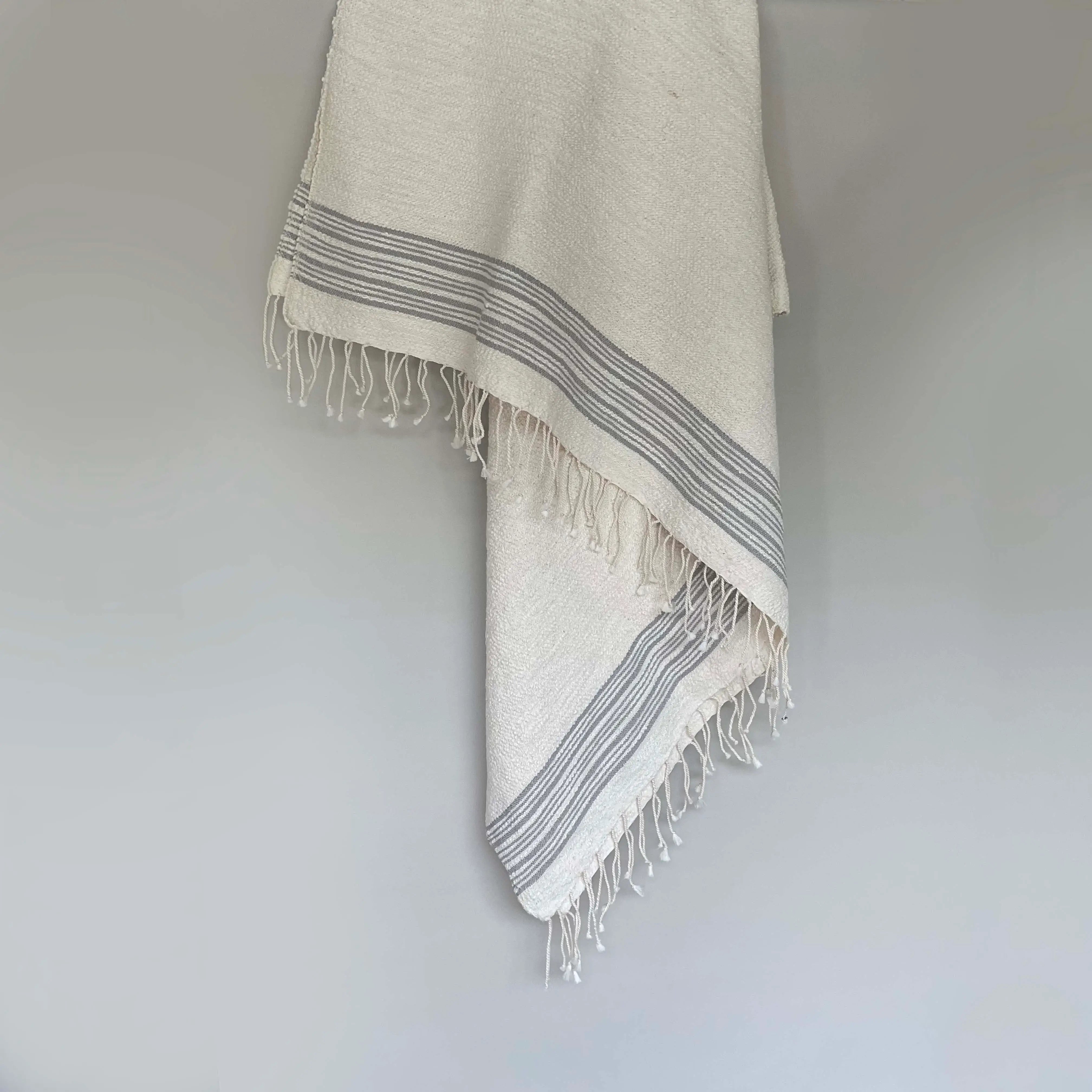 Dounia home bath/beach towel in Stone / ivory made of Cotton, Model: Salma