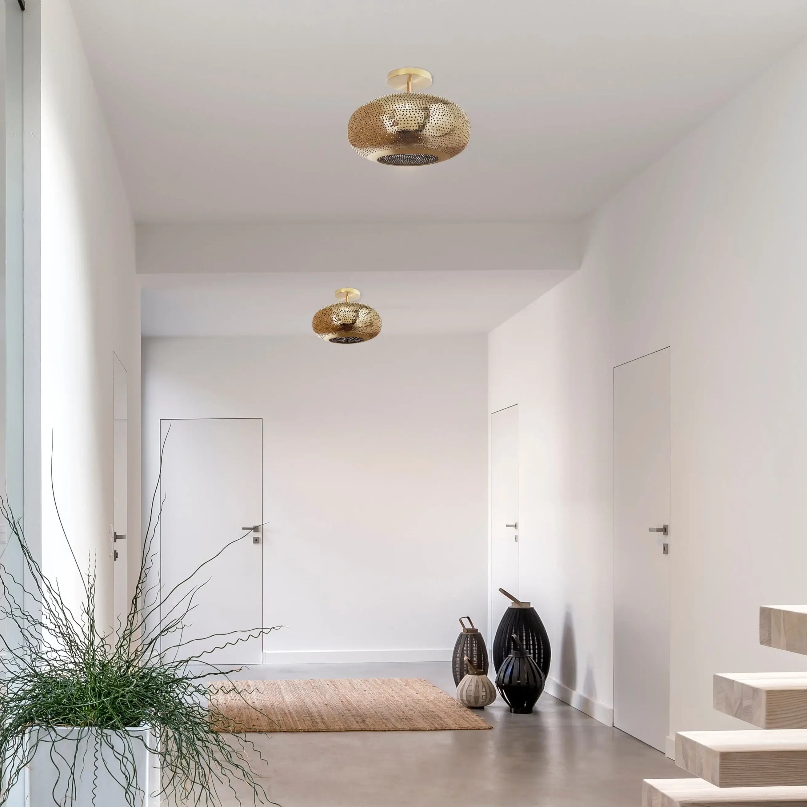 Dounia Home Lila Saucer Ceiling Flush Mount in Polished Brass, Size: 11" Model: Lila