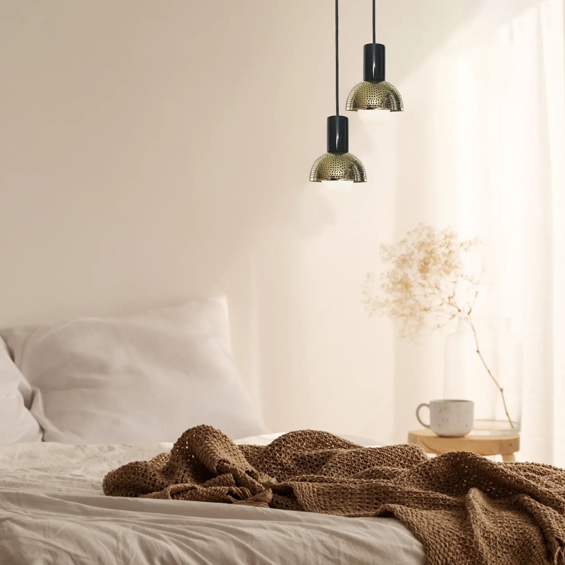 Dounia home chandeliers in Polished brass made of Metal, used as a bedroom lighting, Model: Maria 2