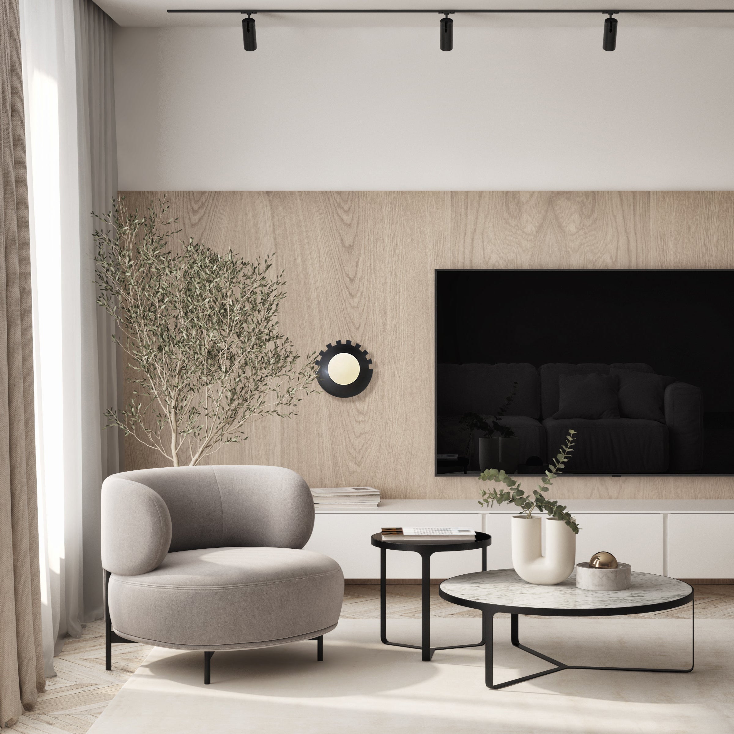 Checkered Round Wall Sconce