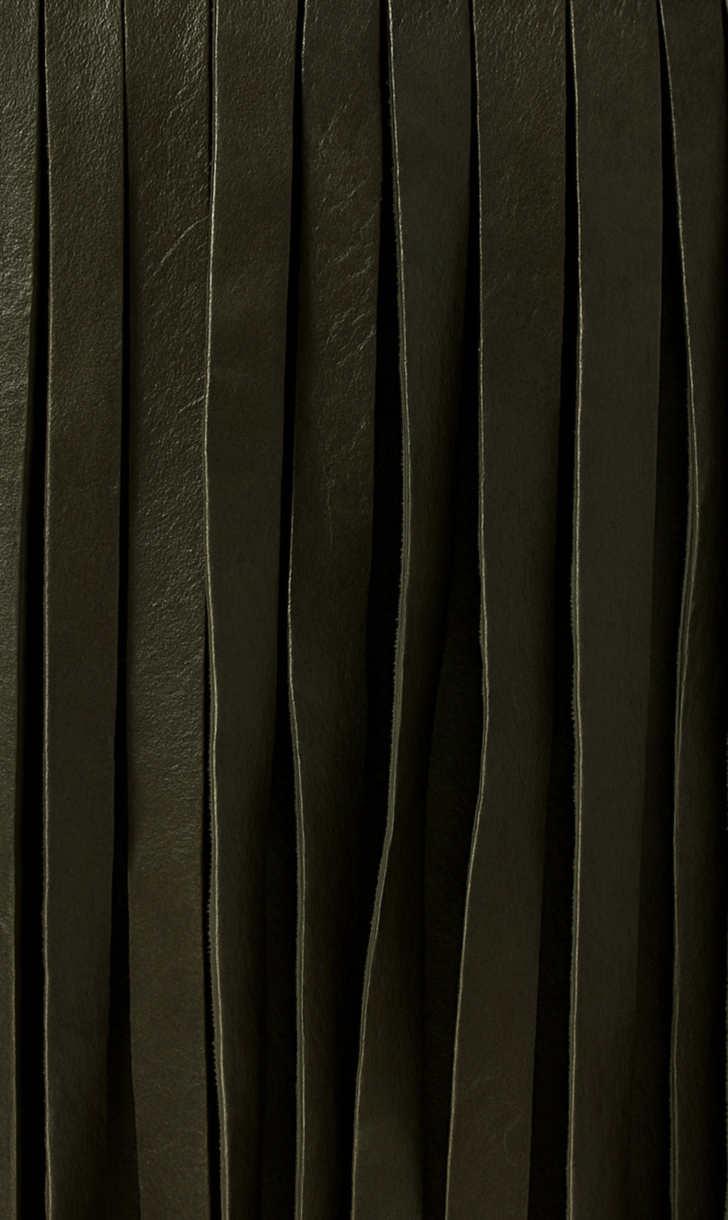 Kora Fringe Leather Ottoman - Black