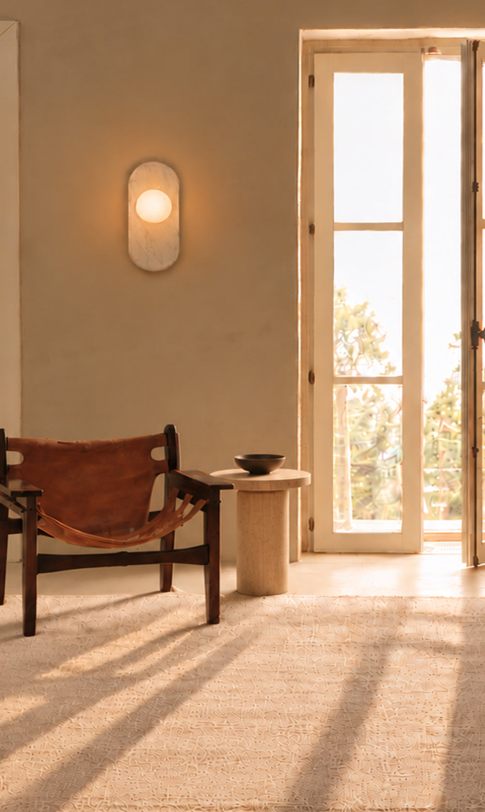 Nyla Obround White Marble Wall Sconce