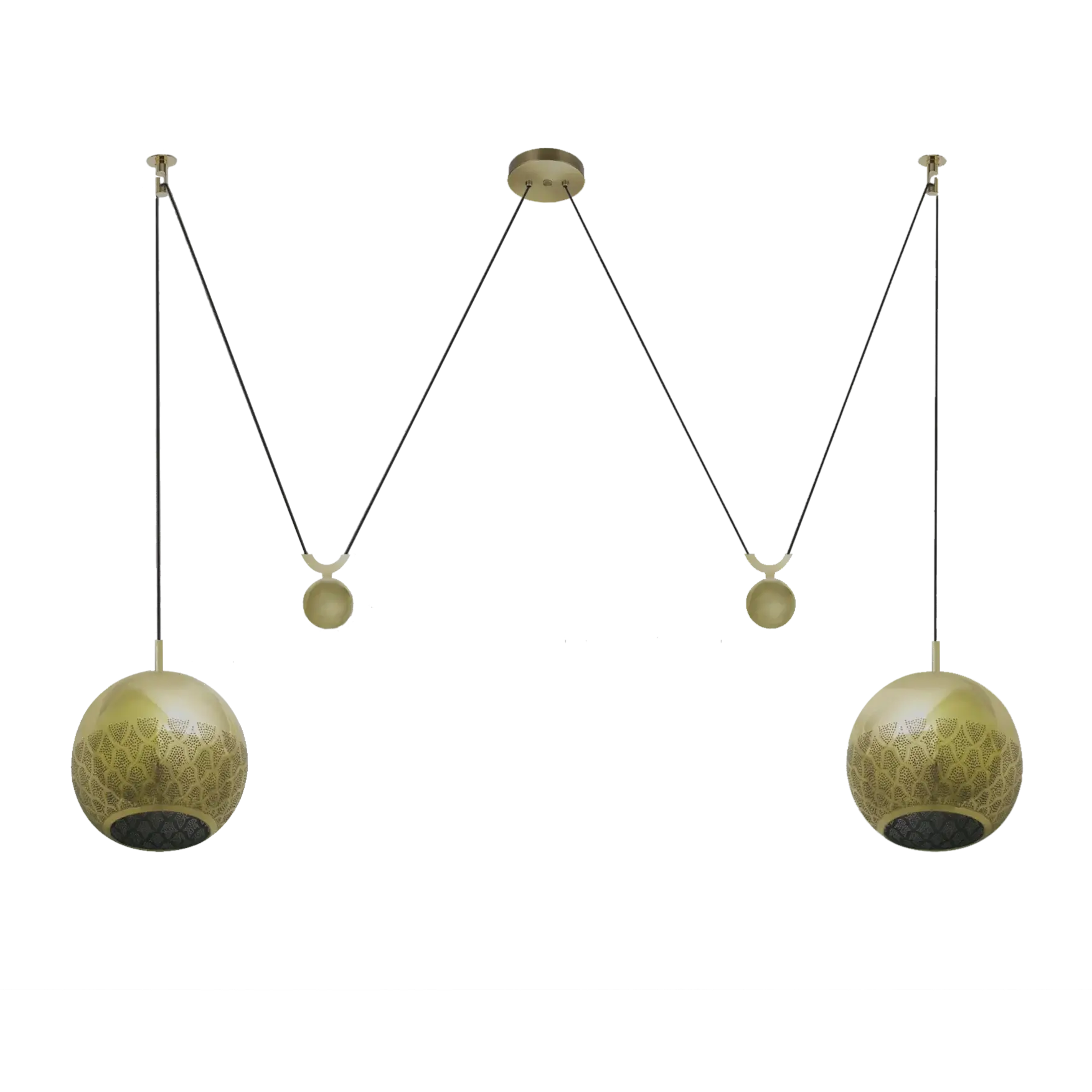Dounia home Pendant light in antique brass  made of Metal, Model: Nur reversed DOUBLE CONTERBALANCE