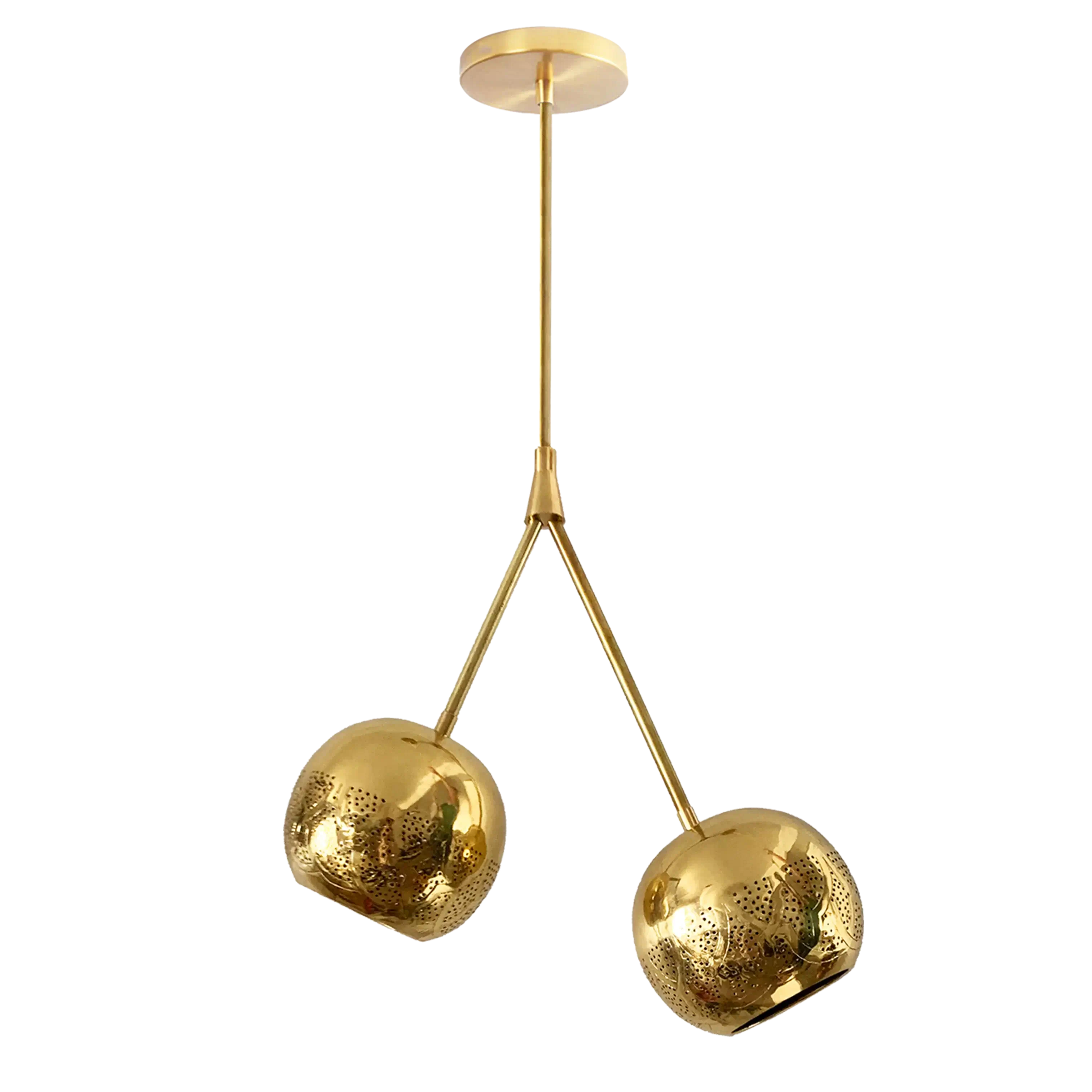Dounia home Pendant light in Polished brass  made of Metal, Model: Nur mod twin