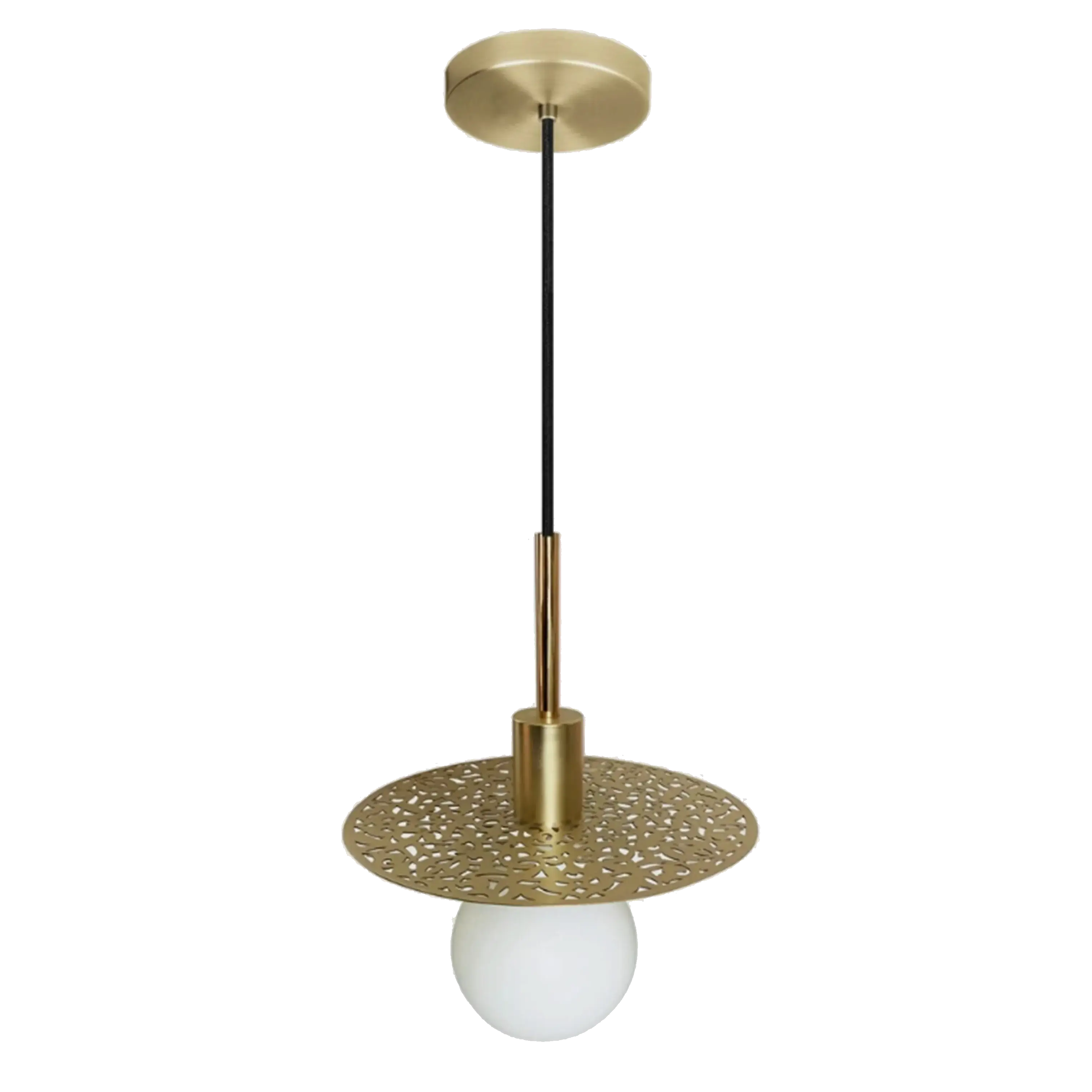 Dounia home Pendant light in polished  brass made of Metal, Model: Riad disc LED Suspension