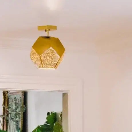 Dounia home Semi-flush mount light in Polished brass made of METAL, Model: Ula