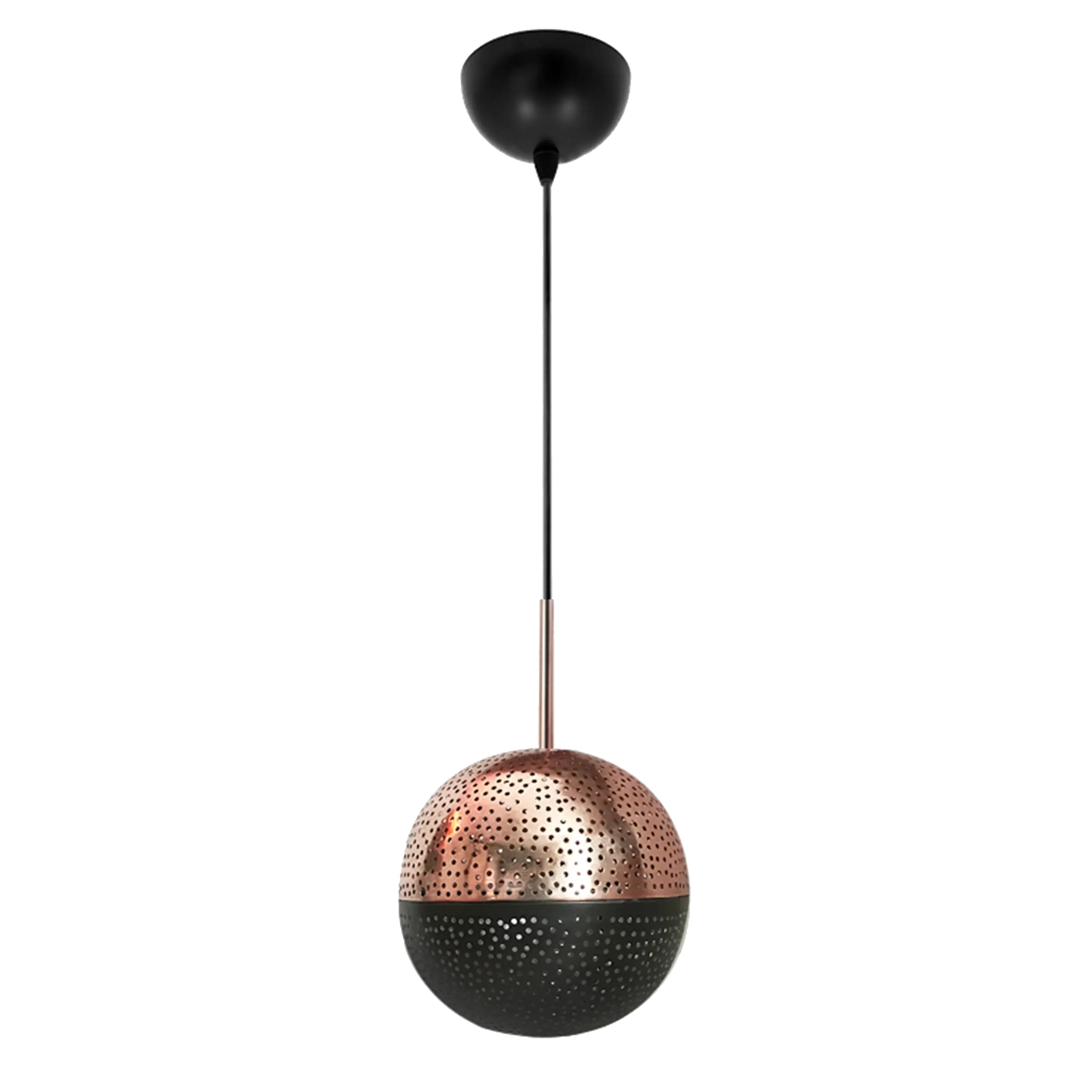 Dounia Home Pendant Light in Gunmetal and Polished Copper, Size: 6" Model: Kora