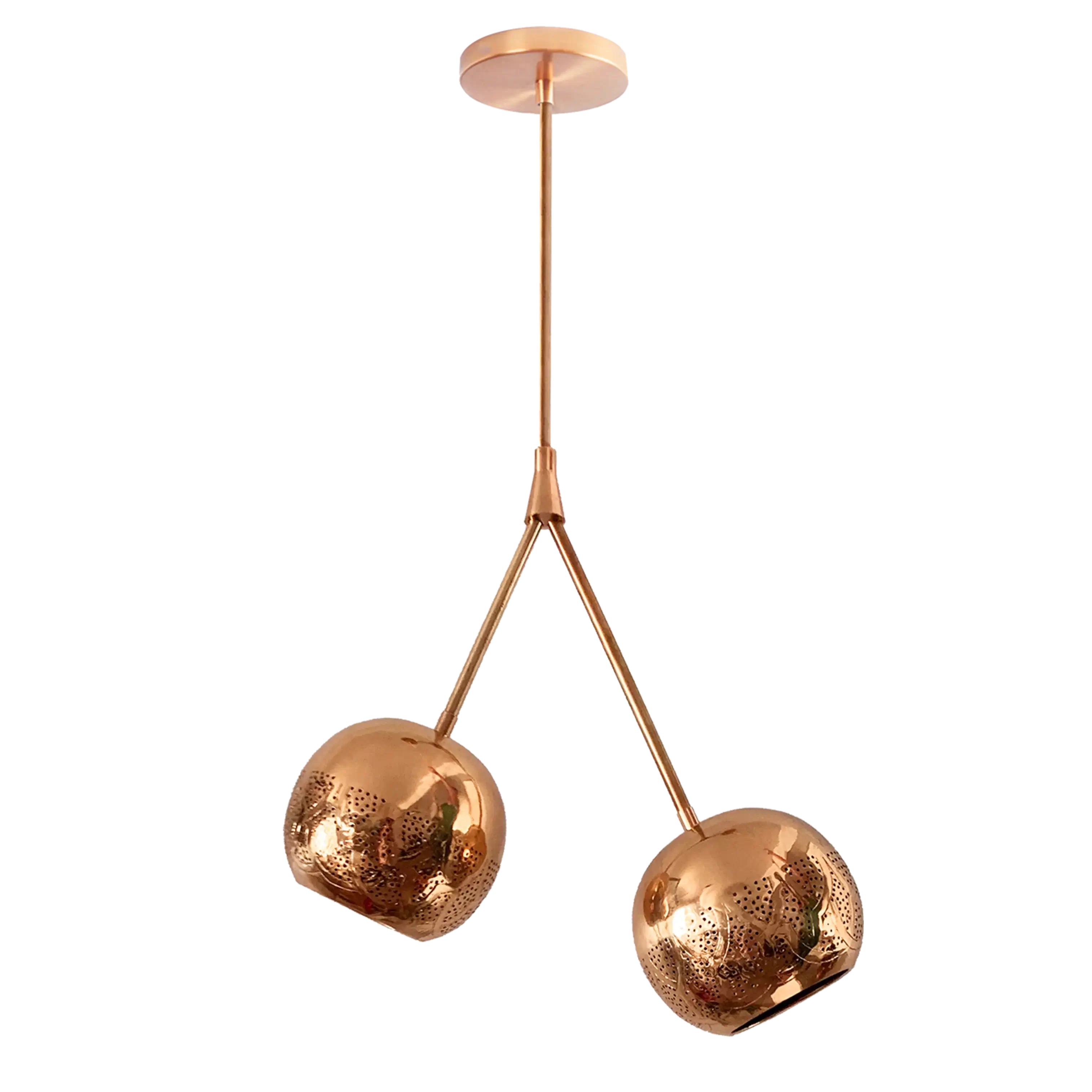Dounia home Pendant light in Polished copper  made of Metal, Model: Nur mod twin