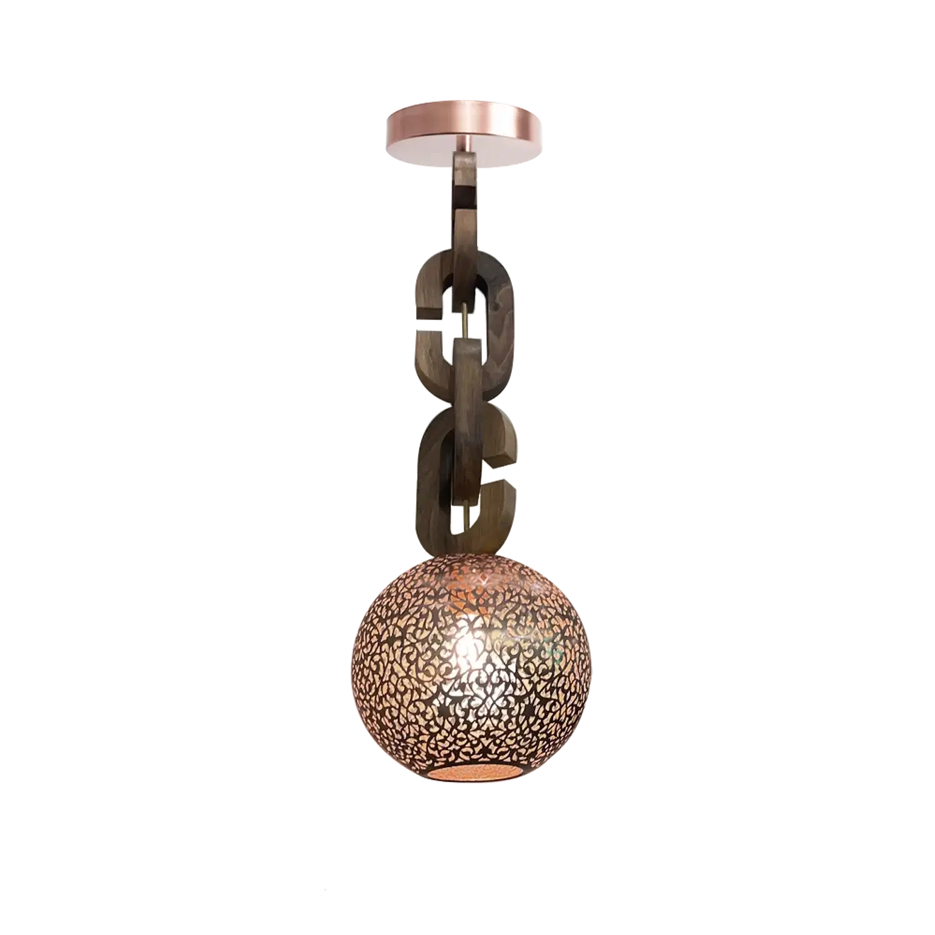 Dounia home Pendant light in  polished copper made of Metal, Model: Riad chain