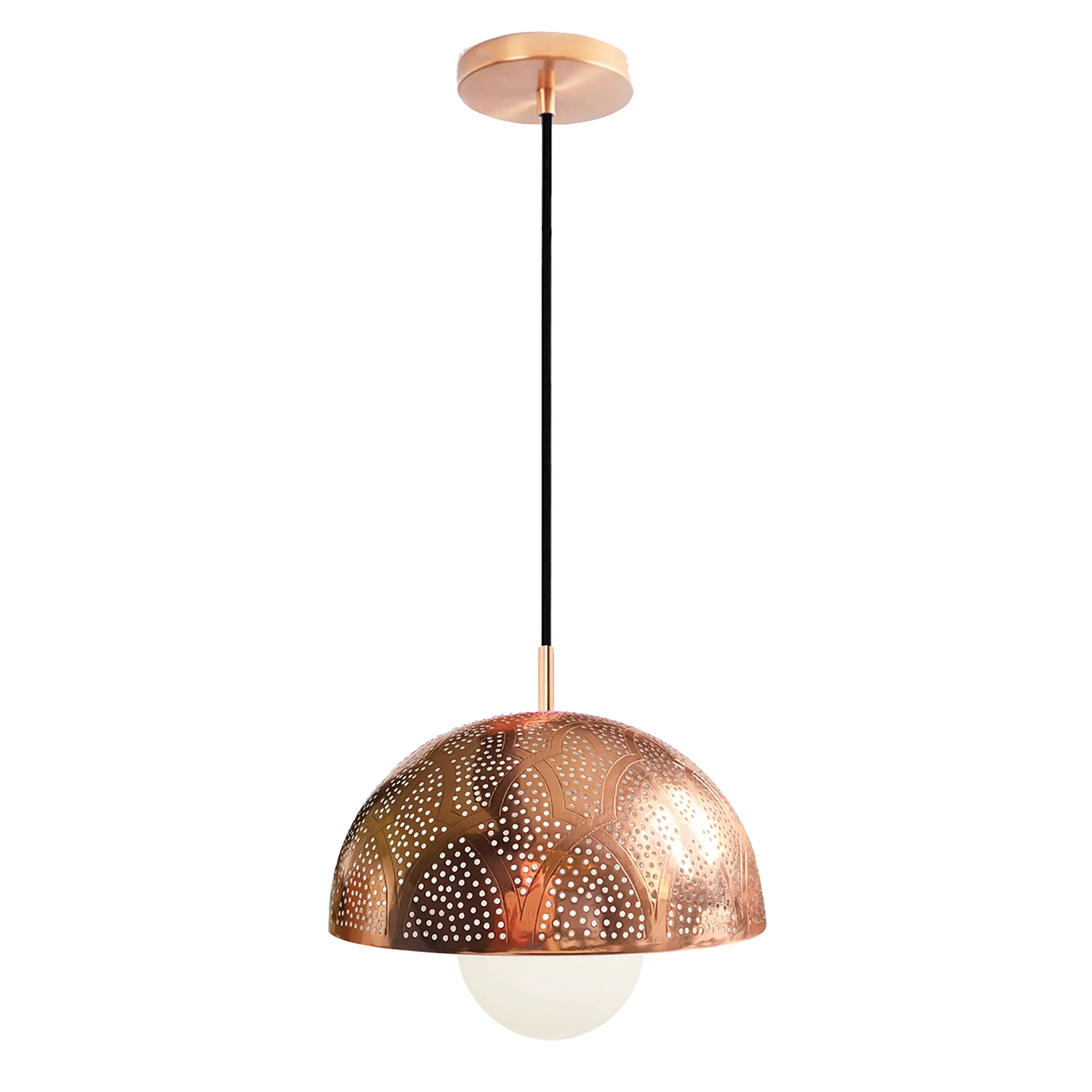 Dounia home Pendant light in Polished copper  made of Metal, Model: Zana Dome