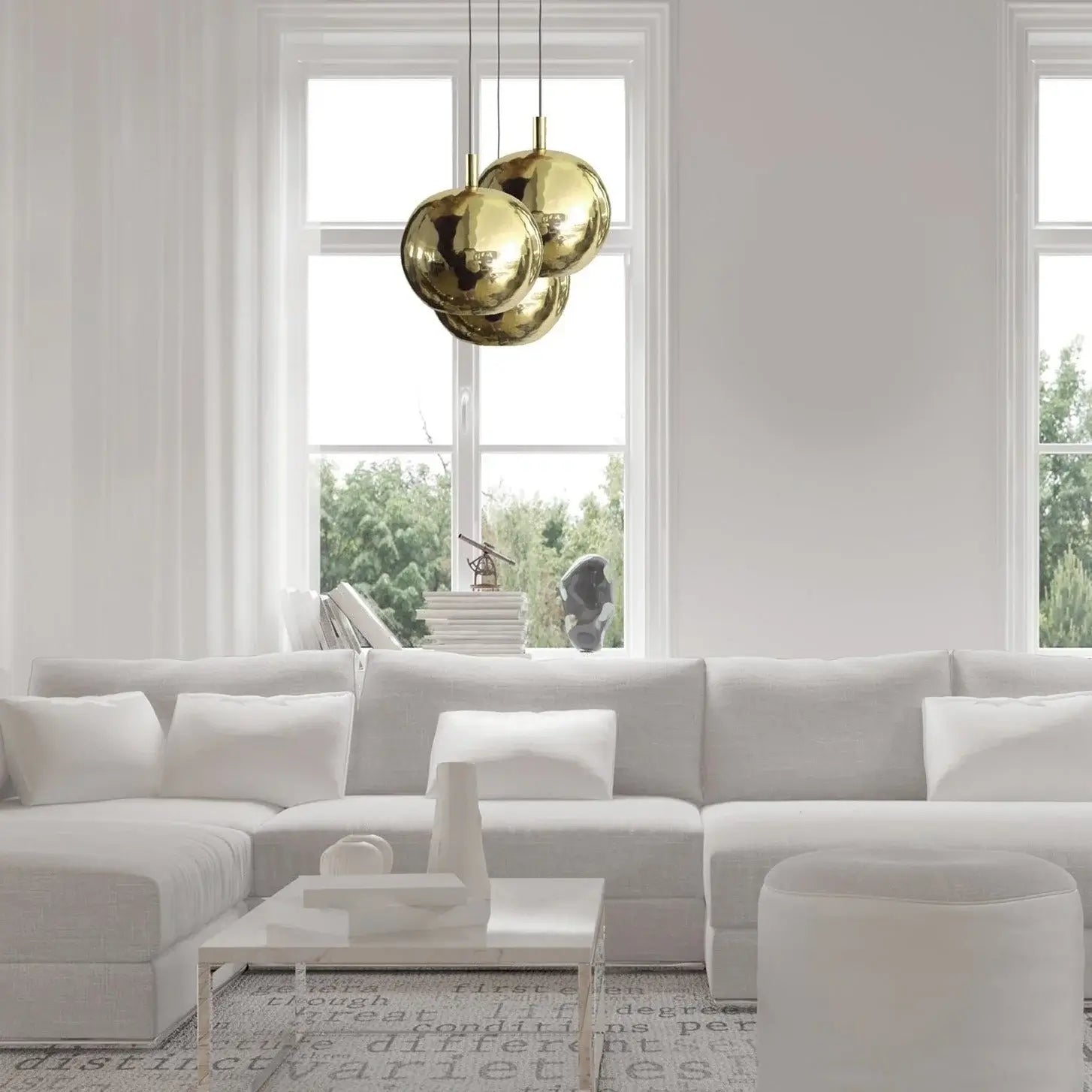 Dounia home Pendant light in Polished brass  made of Metal, used as a living room lighting, Model: Mishal