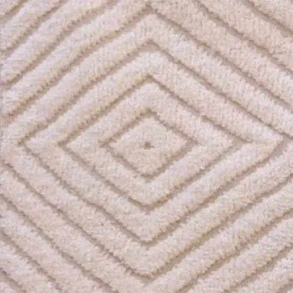 Dounia home Rug in Ivory made of Organic wool, Model: AIn, Close Up View