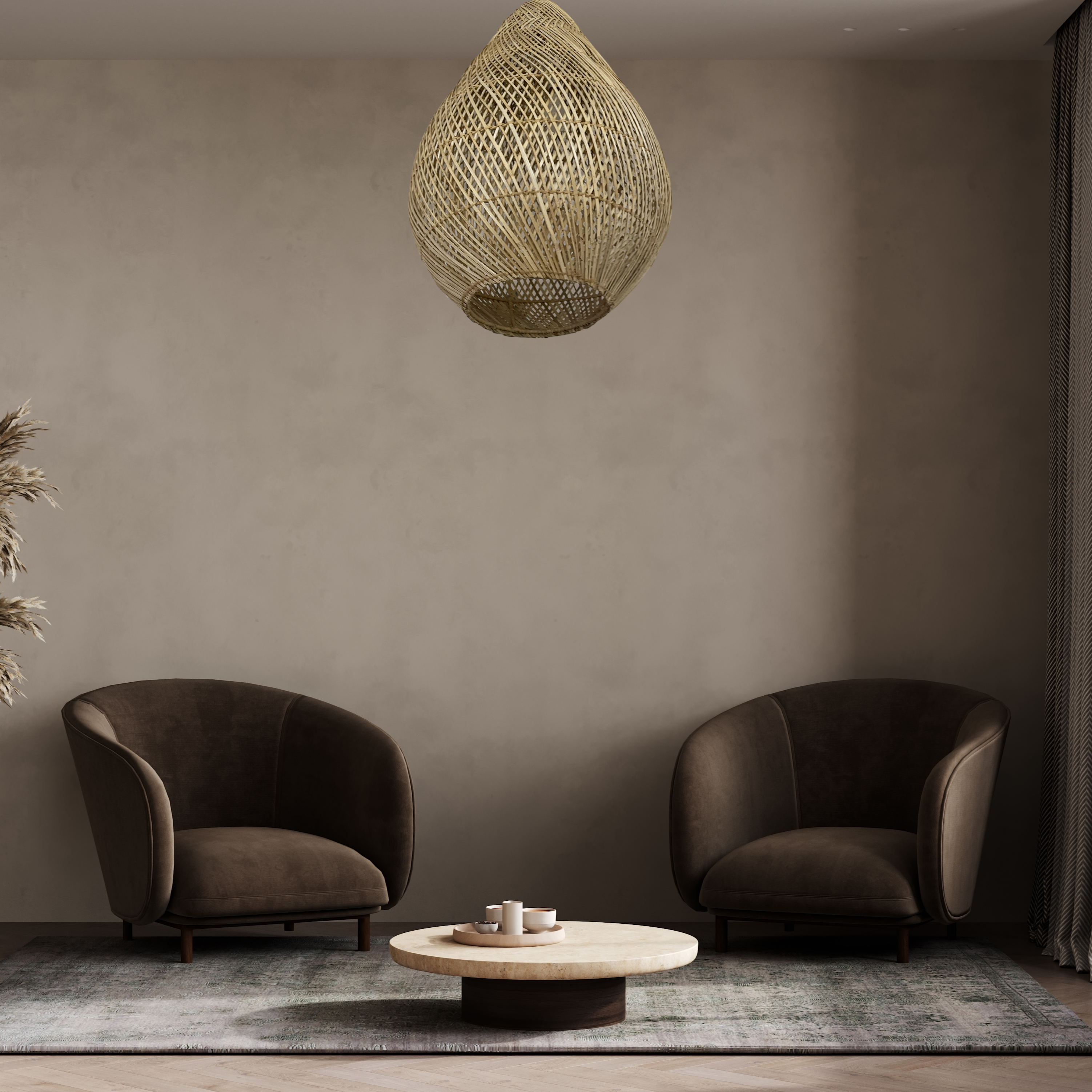 Dounia Home Mia Natural Wicker Pendant | Shade Size 20"