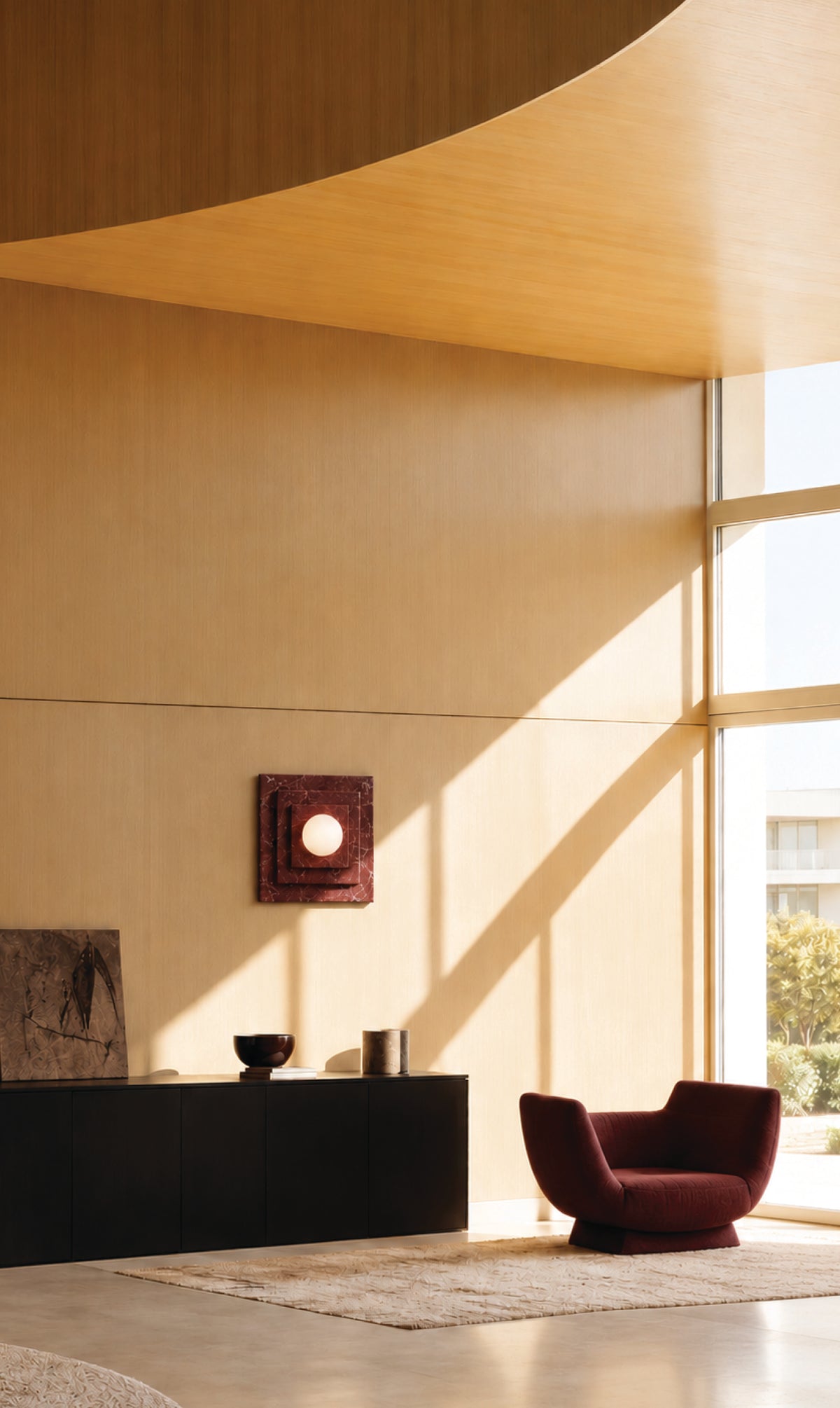 Ula Layered Red Marble Square Wall Sconce