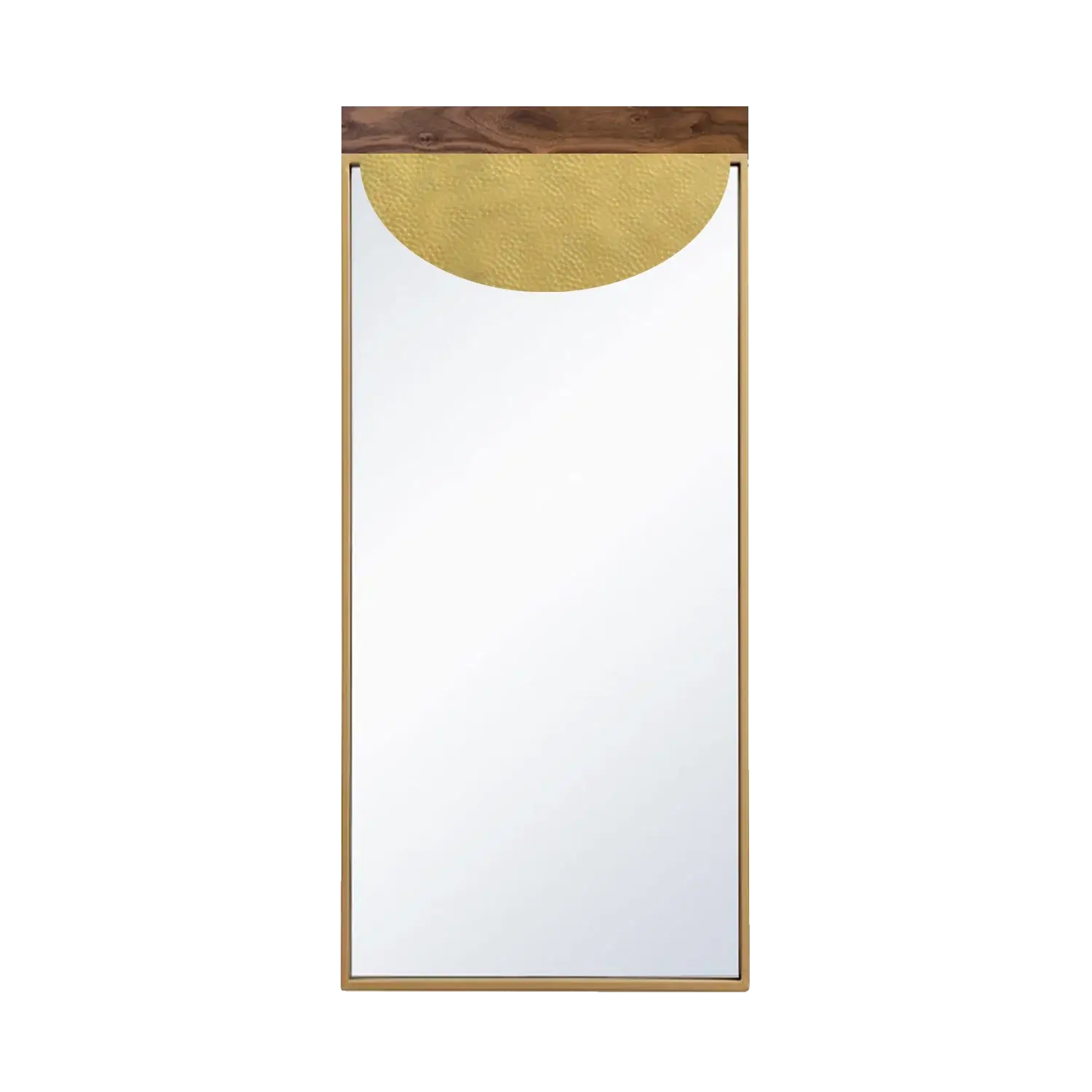 Dounia home Wall mirror in Antique brass made of Walnut/brass, Model: Kesh
