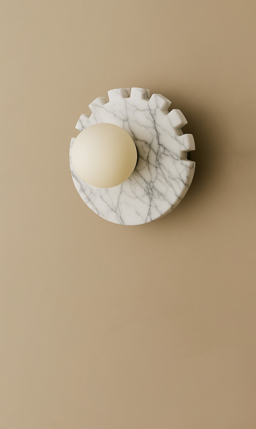 Checkered Disc Wall Sconce - White Marble