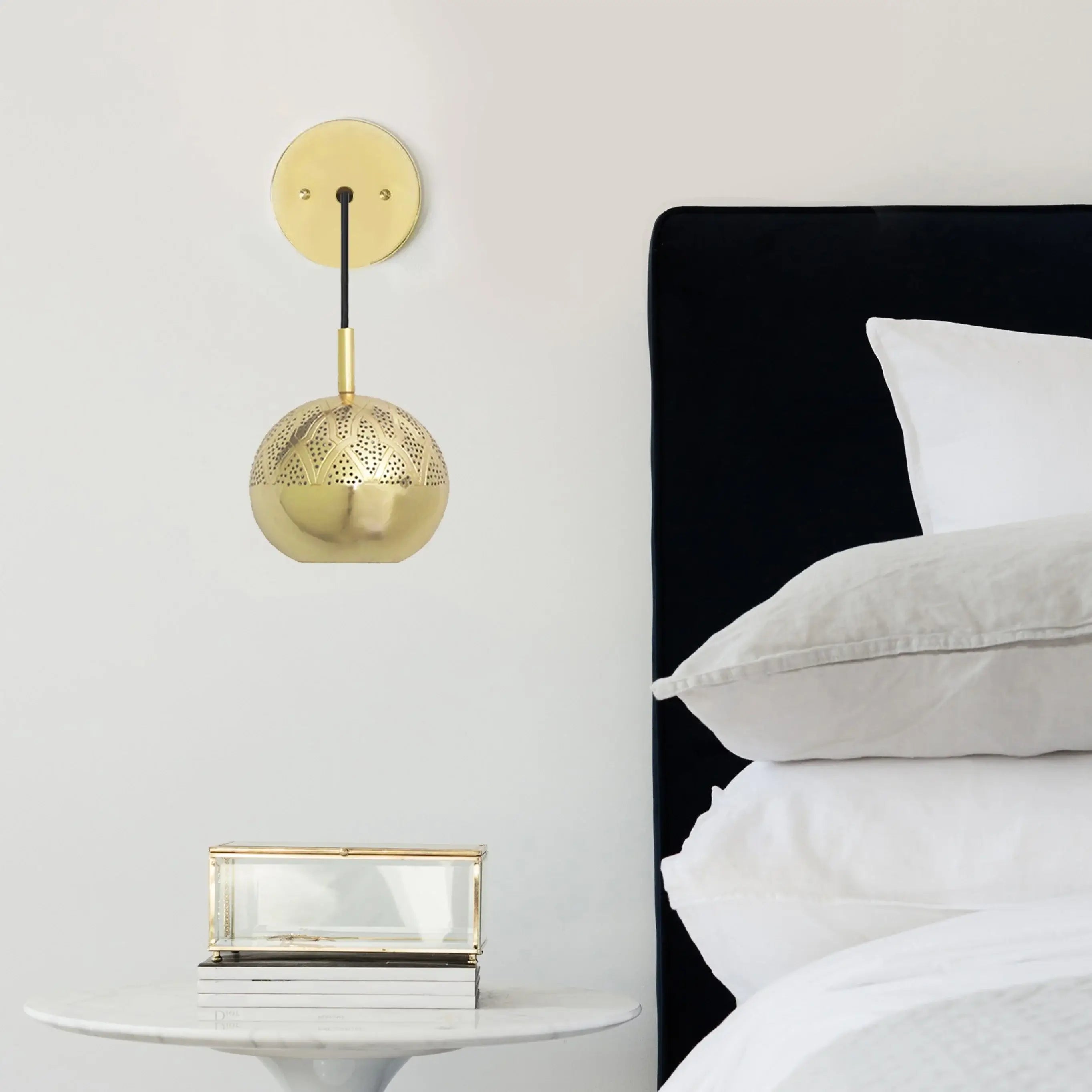 Dounia home Wall scone in Polished brass  made of Metal, used as a bedroom lighting,  Model: Nur
