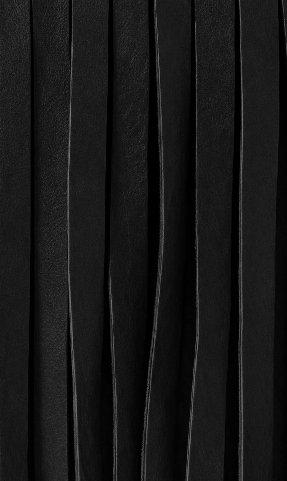 Ina Fringe Leather Ottoman - Black