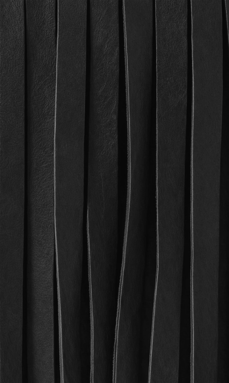 Kora Fringe Leather Ottoman - Black