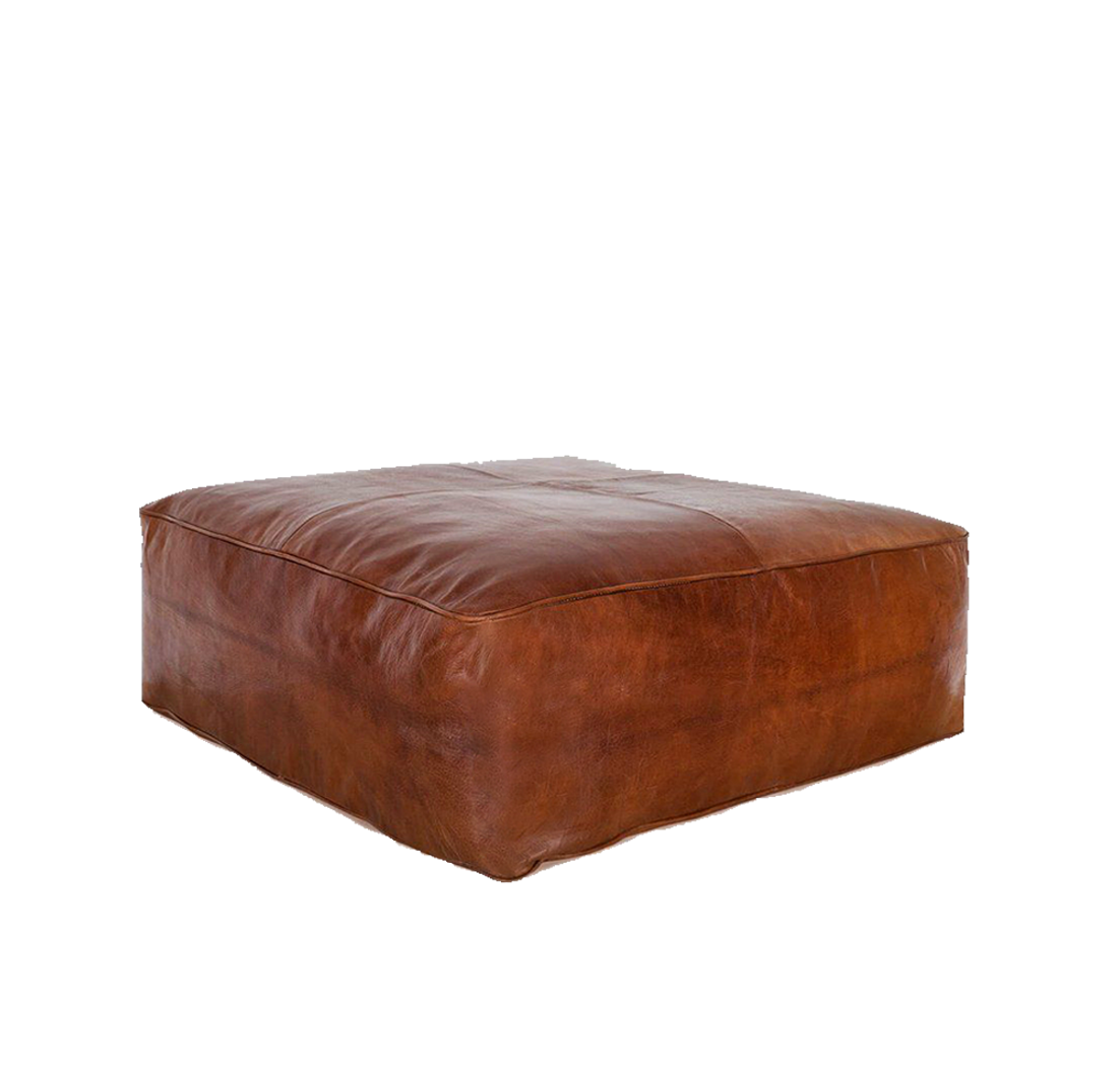Idra Leather Ottoman Pouf - Large