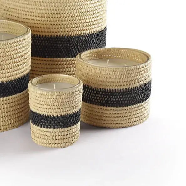 Dounia home Candle in  made of Raffia, Close Up VIew