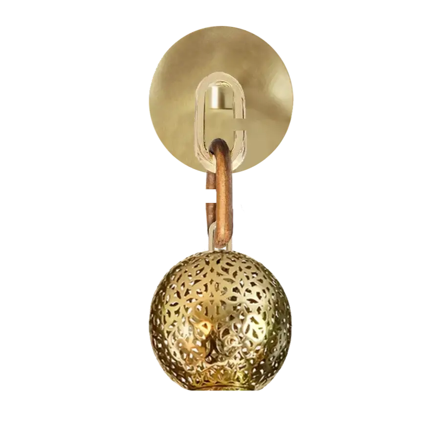Dounia Home Chain Wall Sconce |  Polished Brass & Walnut Link