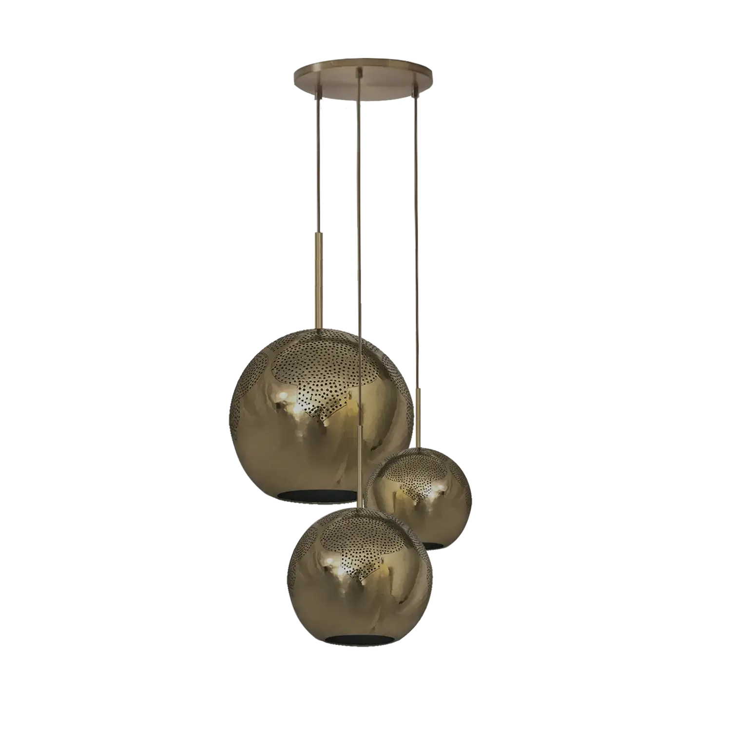 Dounia home Chandelier in antique brass  metal  made of Metal, Model: Najma 3