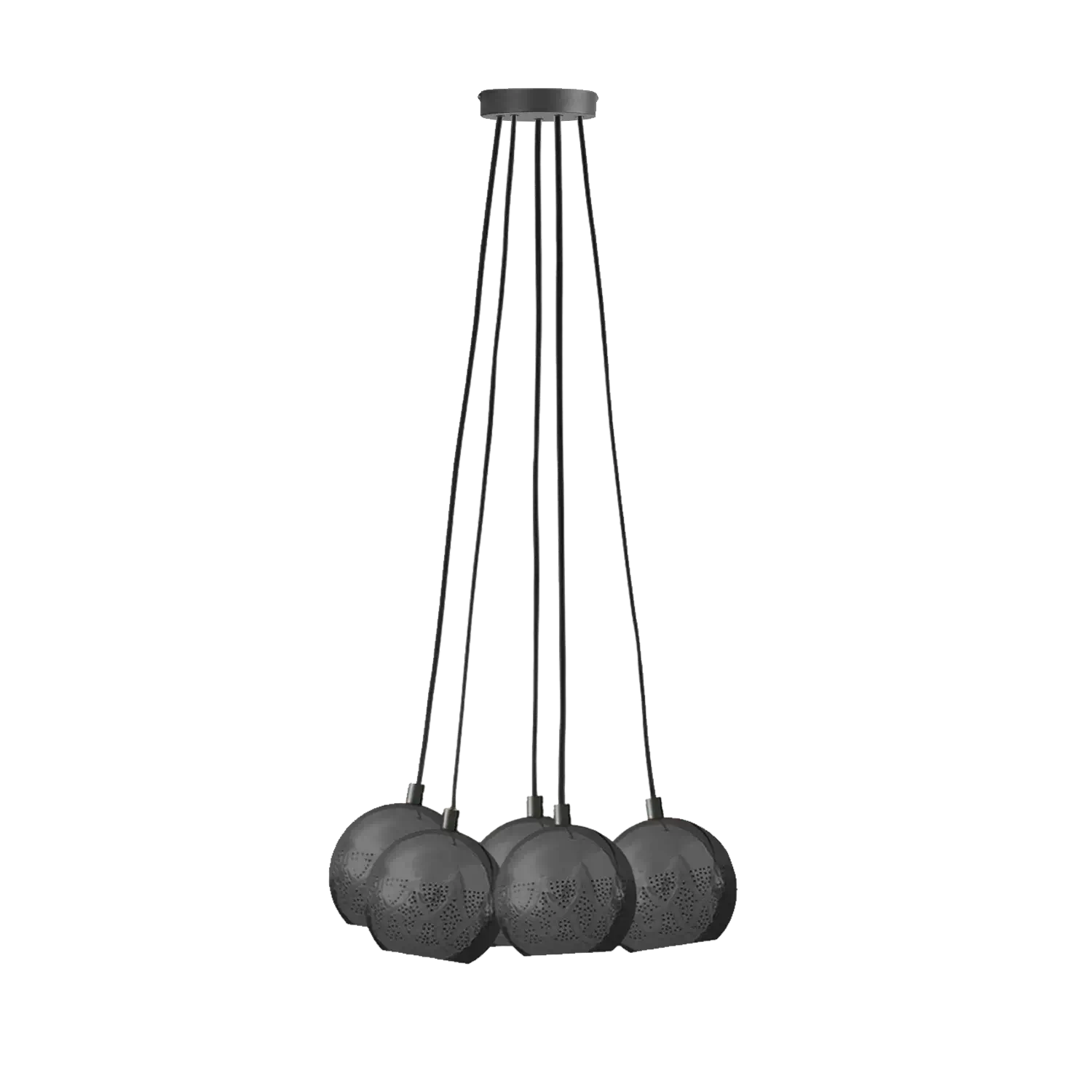 Dounia home chandelier in matt gun   made of Metal, Model: Nur cluster