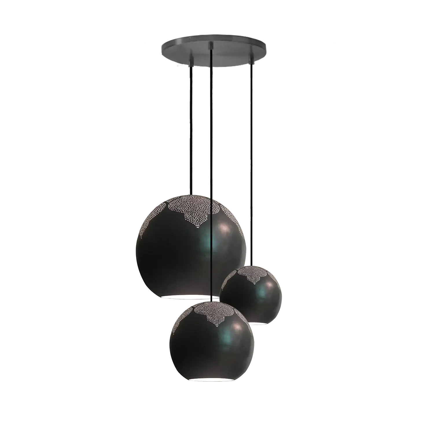 Dounia home Chandelier in Matte gun metal  made of Metal, Model: Najma 3