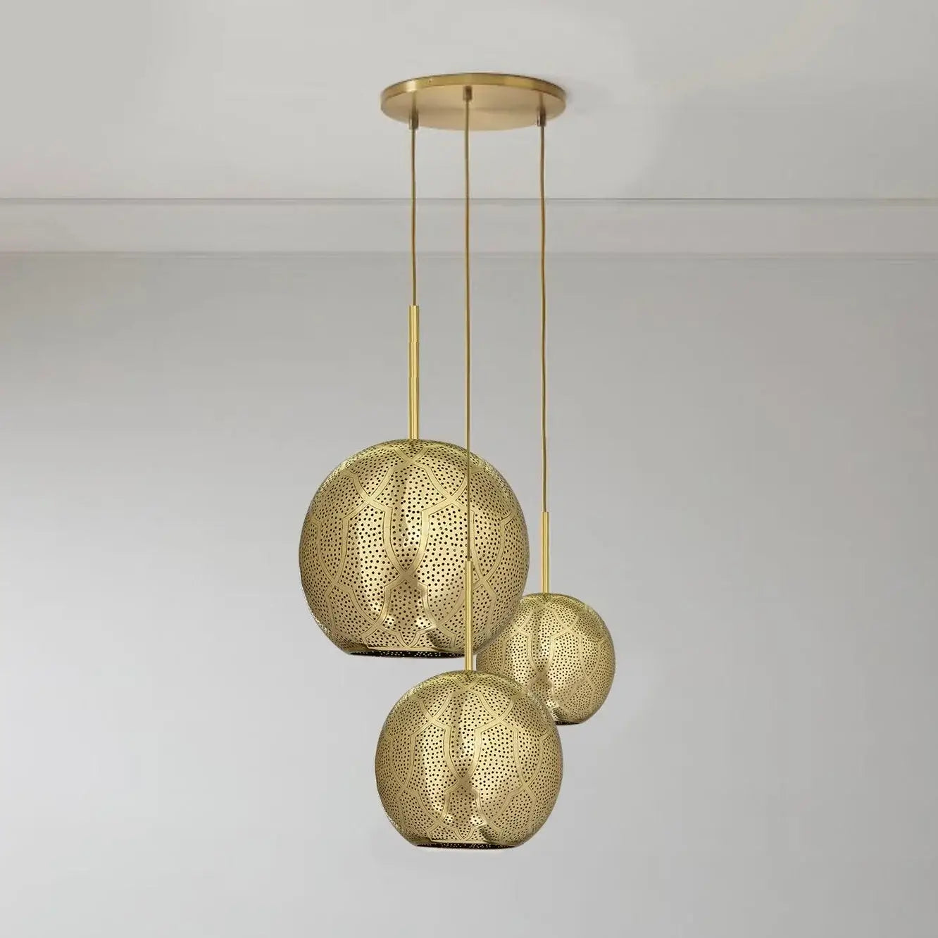 Dounia home Chandelier in polished brass made of Metal, Model: Ari