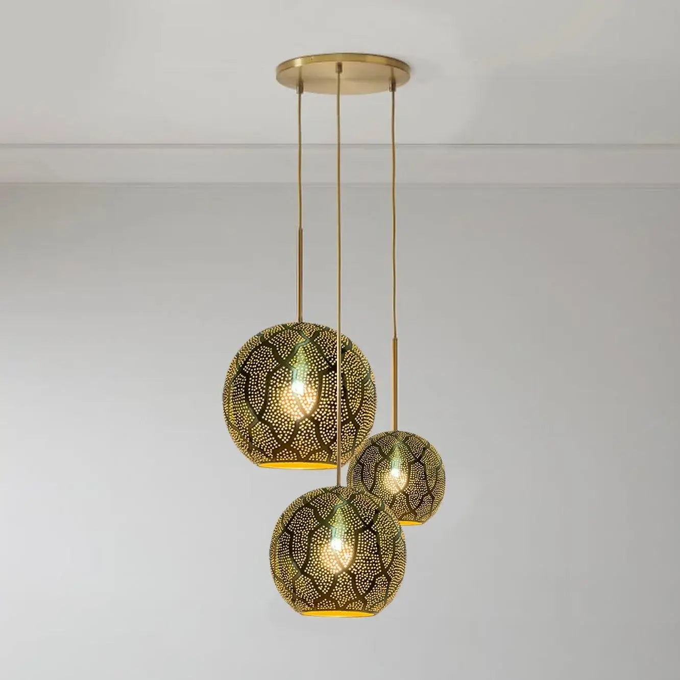 Dounia home Chandelier in polished brass  made of Metal, Model: Ari