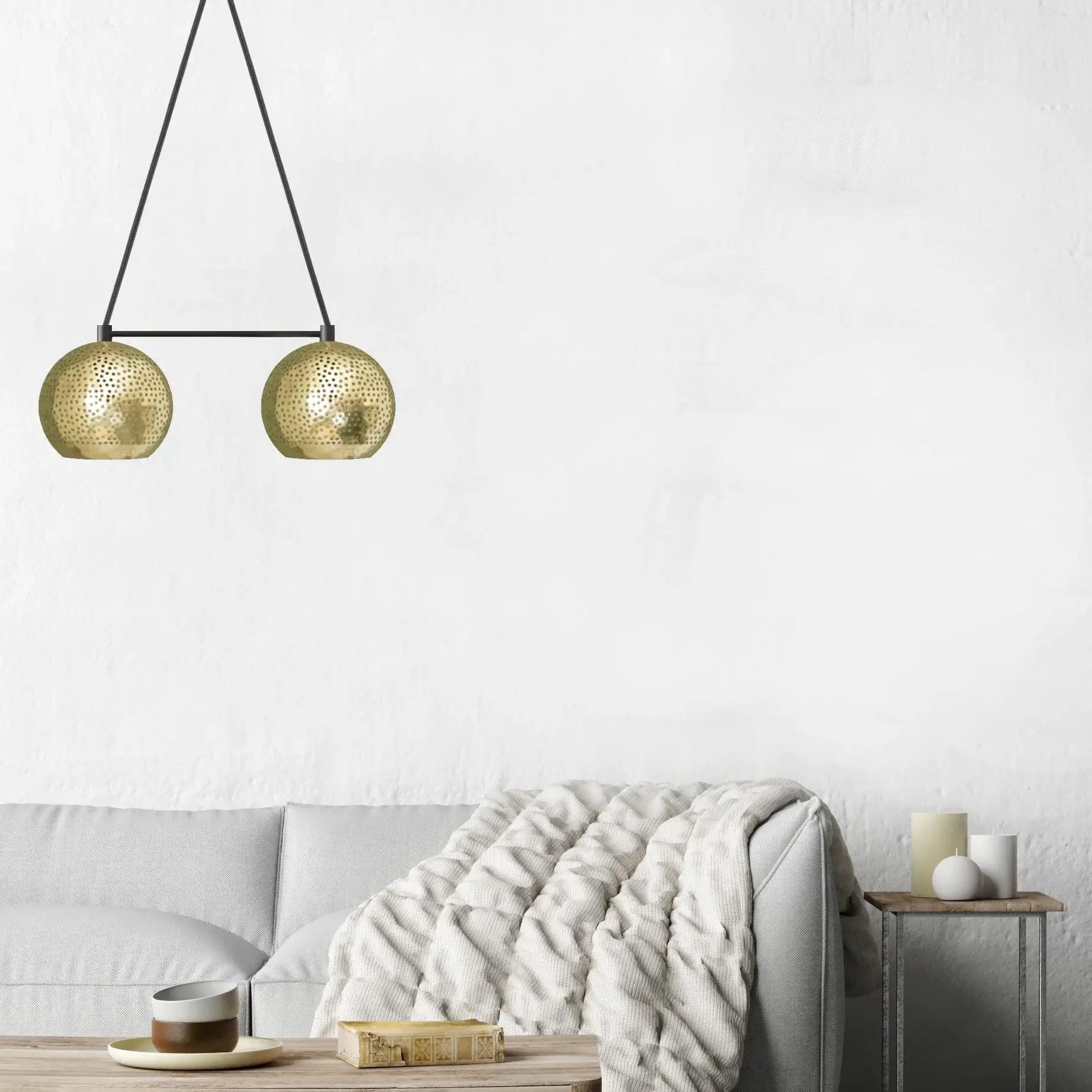 Dounia home Chandelier in Polished brass made of Metal,  used as a living room lighting,  Model: Shams