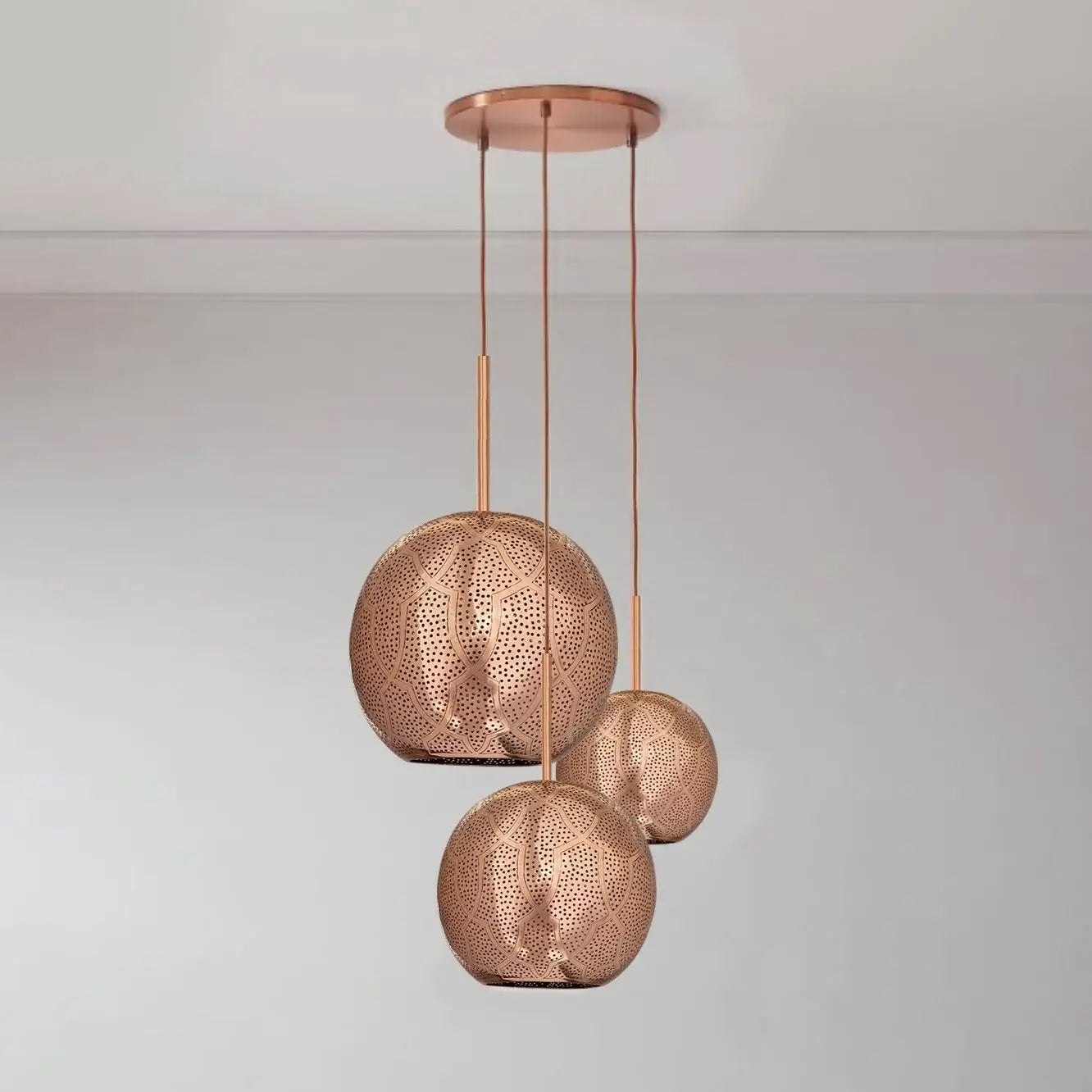 Dounia home Chandelier in polished copper  made of Metal, Model: Ari