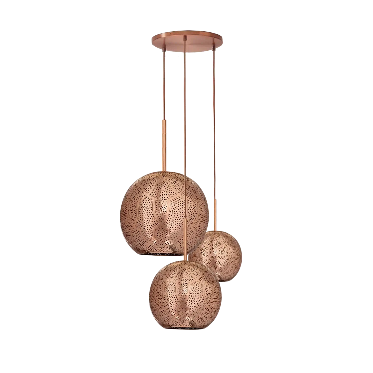 Dounia home Chandelier in polished copper  made of Metal, Model: Ari