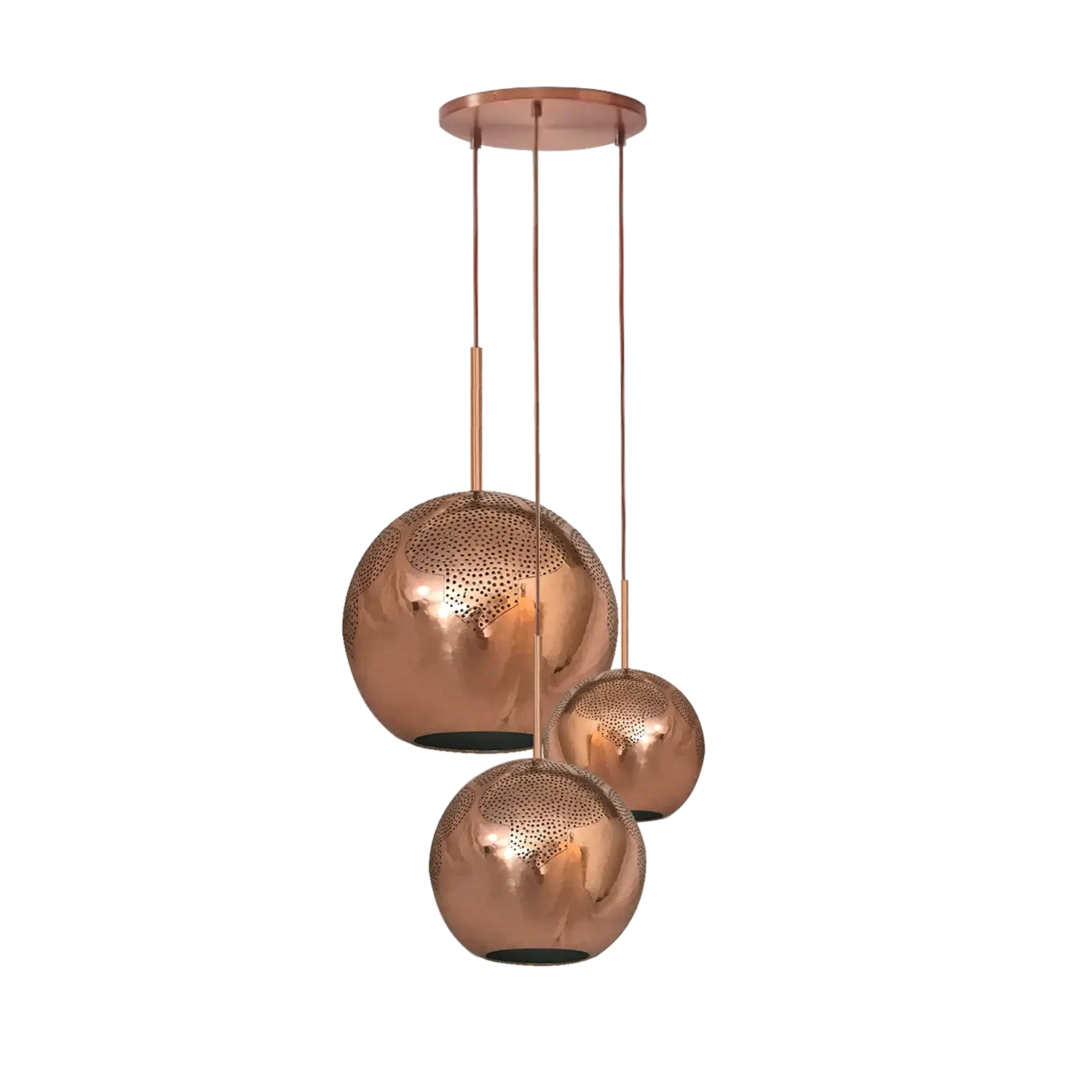 Dounia home Chandelier in polished copper  metal  made of Metal, Model: Najma 3