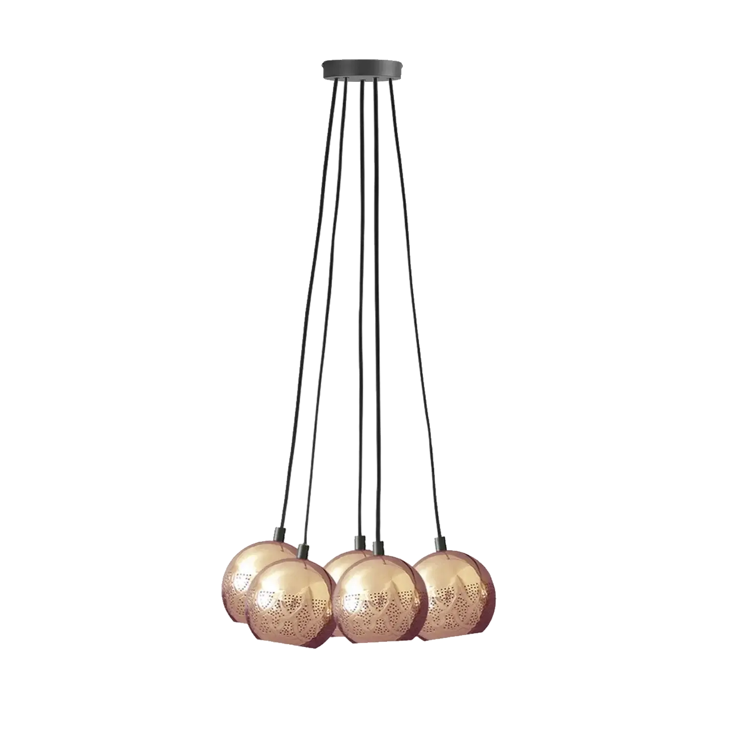 Dounia home chandelier in Polished copper   made of Metal, Model: Nur cluster