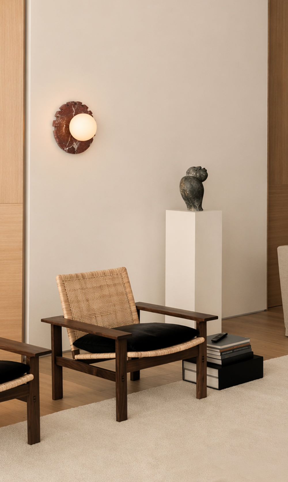 Checkered Disc Wall Sconce  - Red Marble