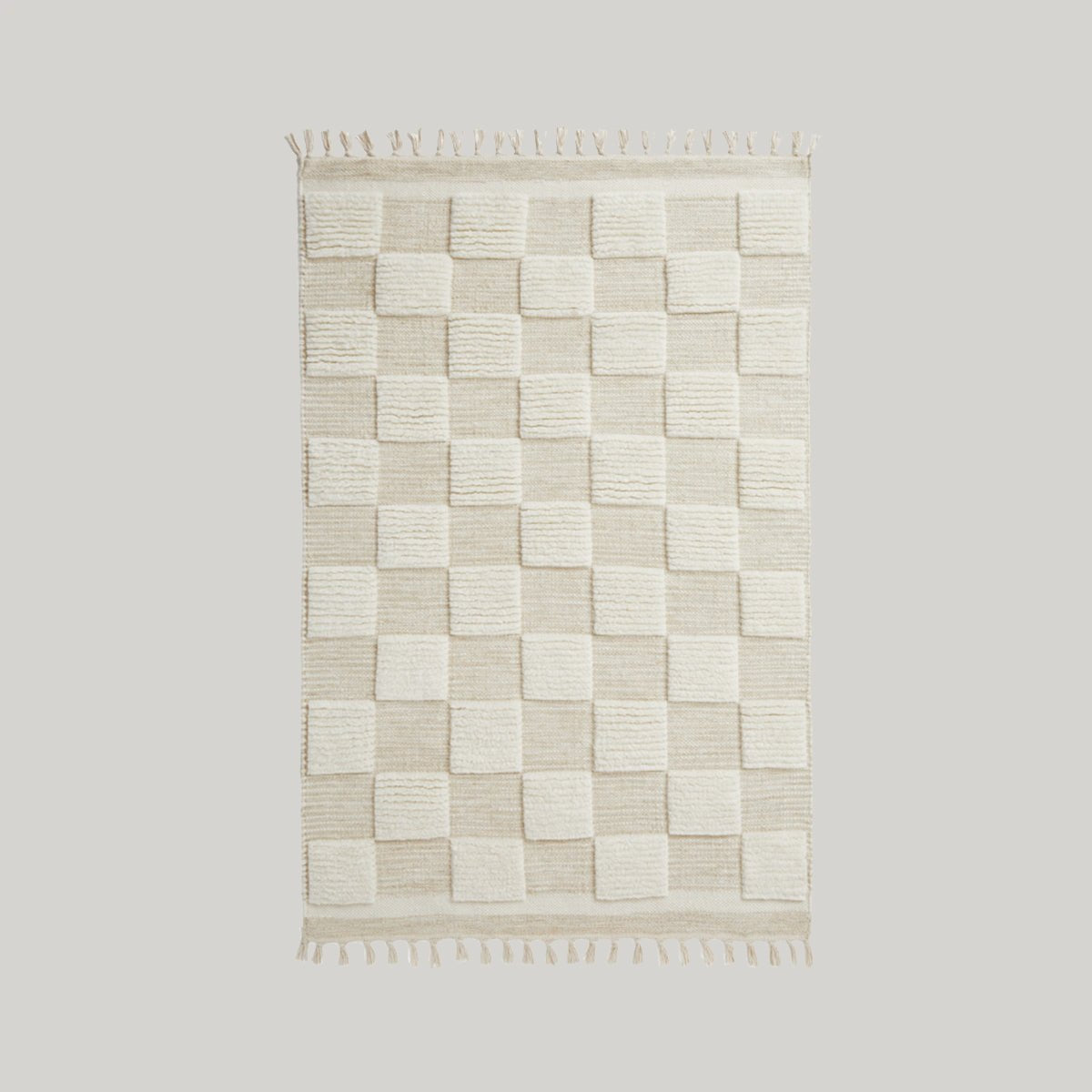 Ivory Checkered Rug Checkered Rug - Ivory
