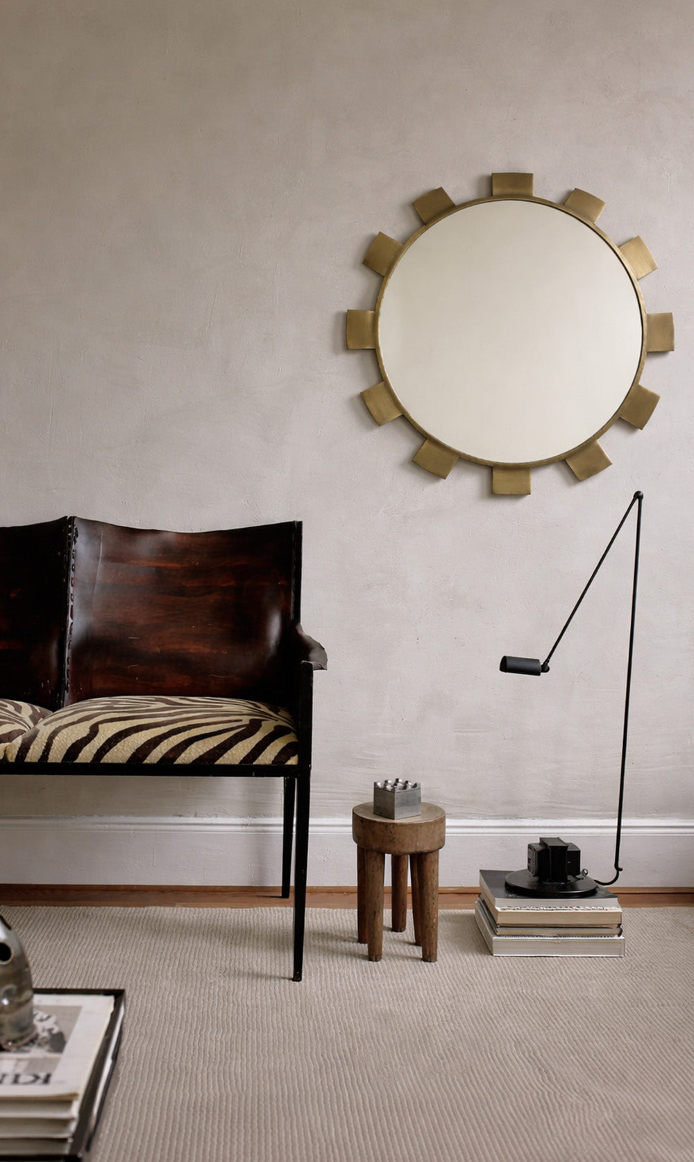 Checkered Round Mirror