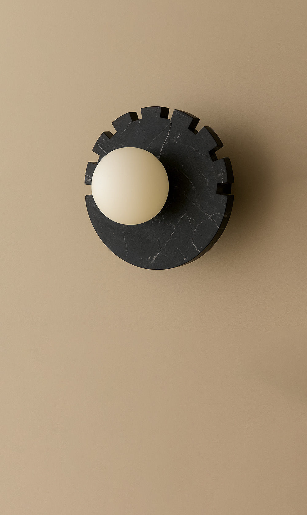 Checkered Disc Wall Sconce - Black Marble