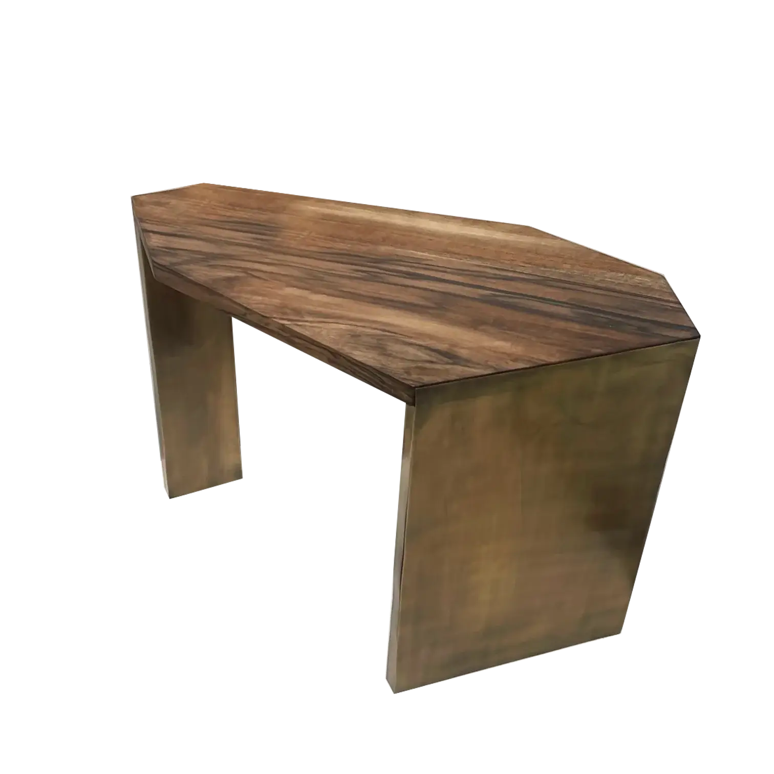Dounia home Coffe table in Matte gun mrtal  made of Walnut oak or cedar and brass, Model: Toubkal