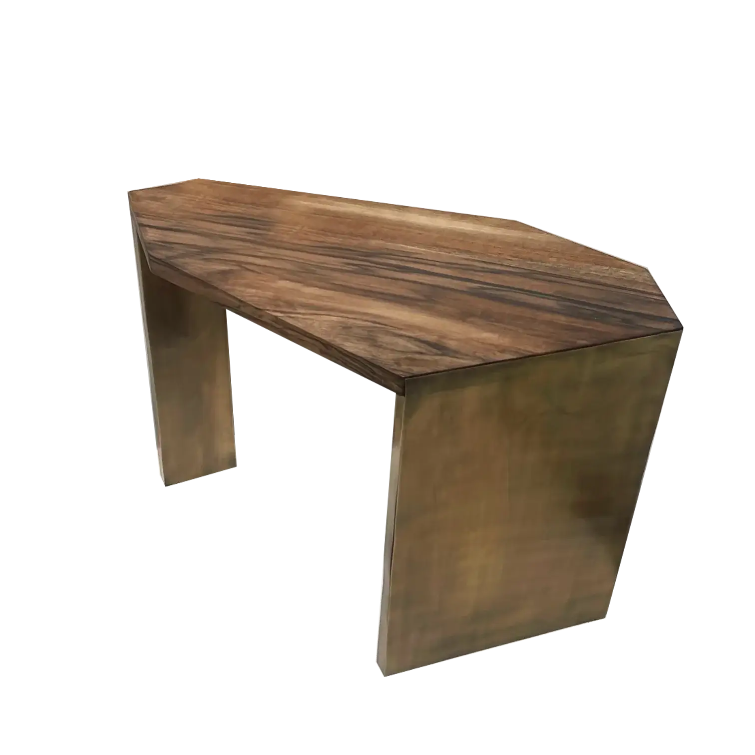 Dounia Home Side Table | Antique Brass & Walnut