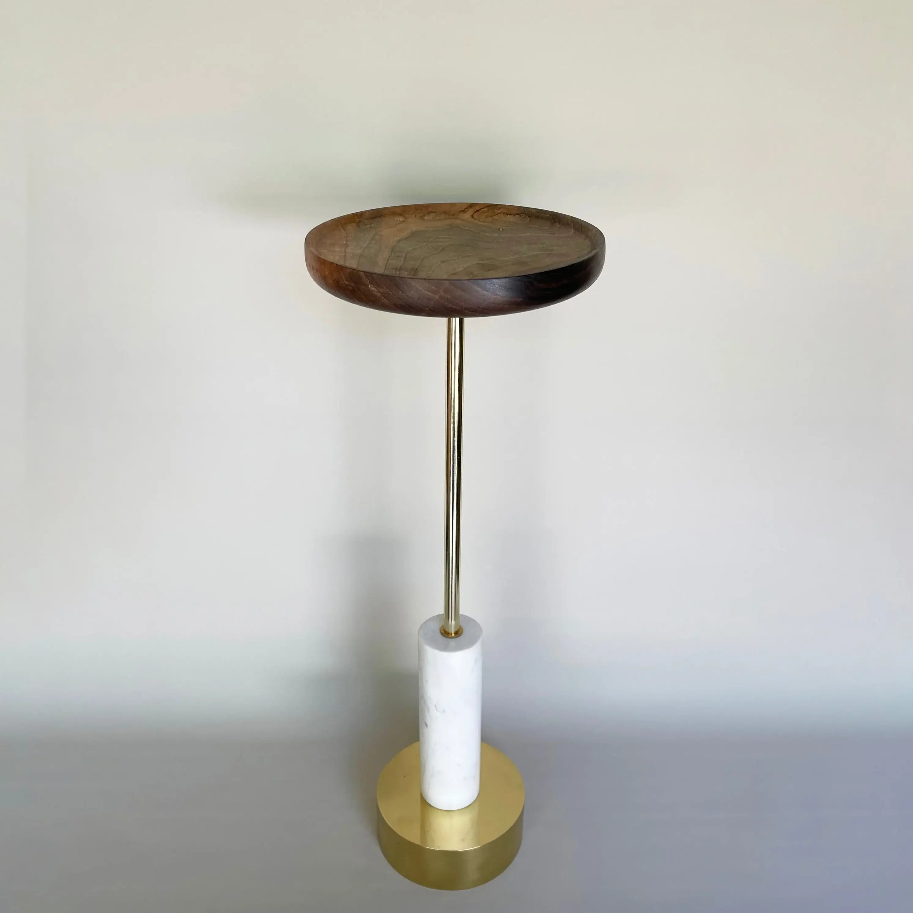 Dounia home Drink table in polished brass  made of White Marble, Model: Ari
