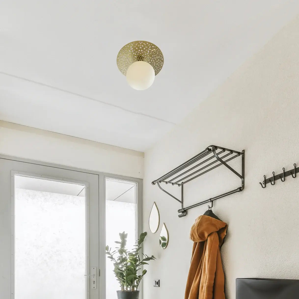 Dounia home Flush mount light in Polished brass  made of Metal,  used as a entryway lighting, Model: Riad
