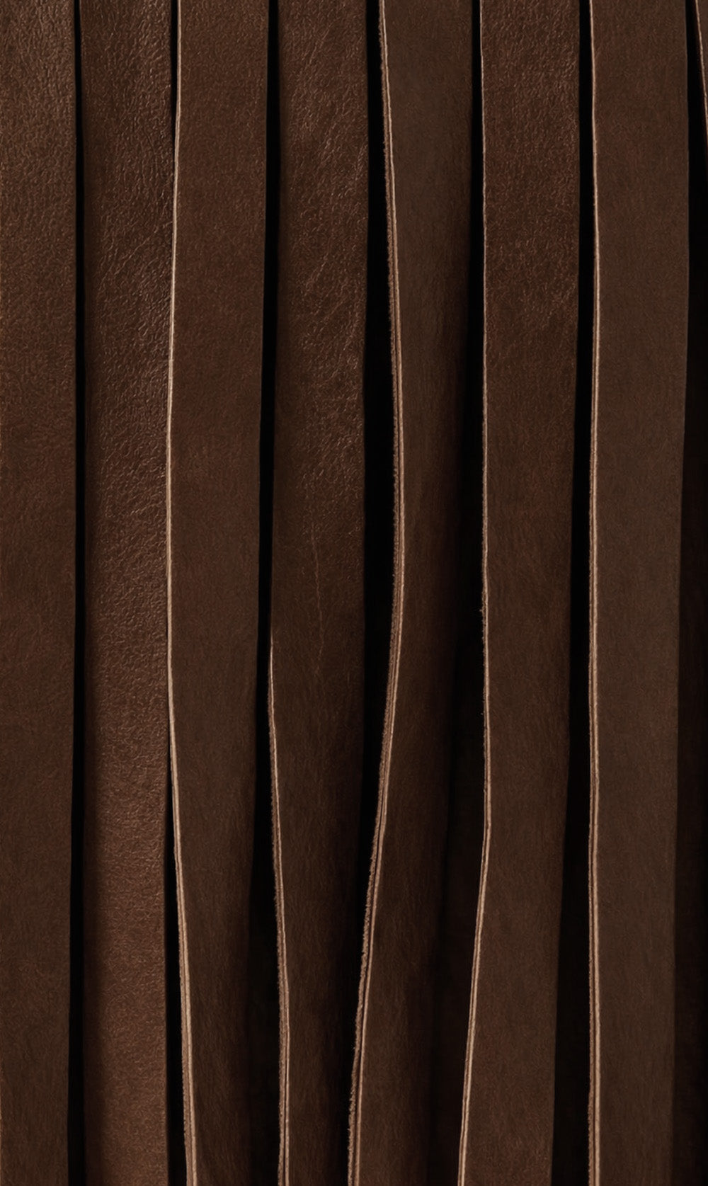 Ina Fringe Leather Ottoman - Brown