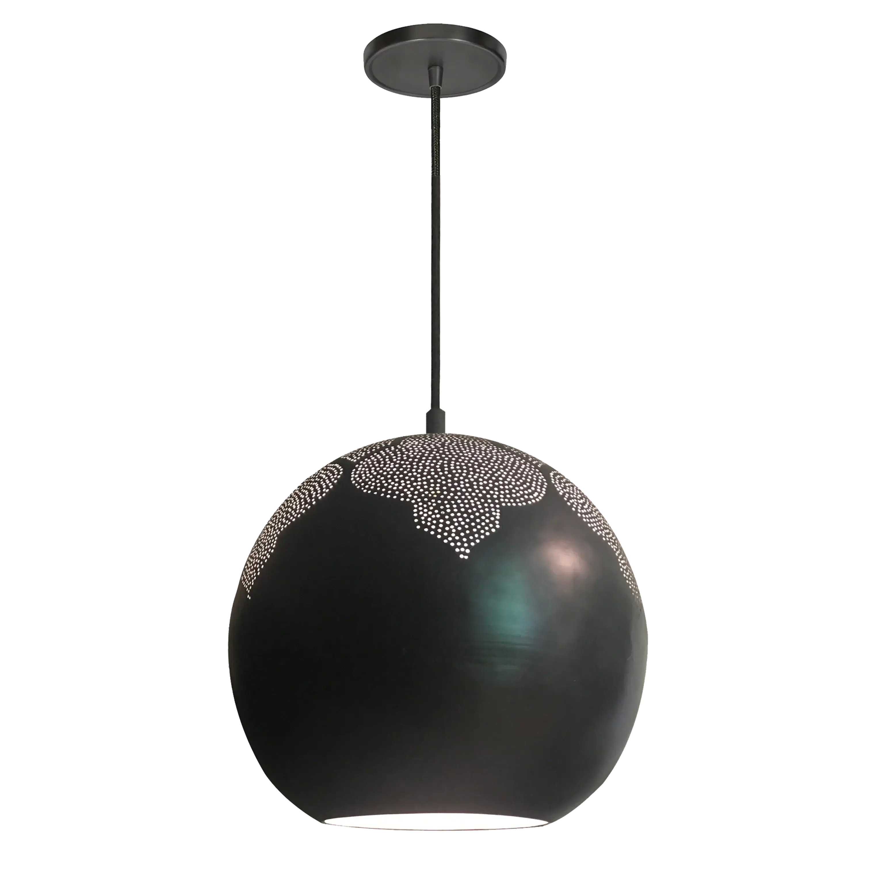 Dounia home Globe Pendant light in Matt gun metal made of Metal, Model: Najma trellis