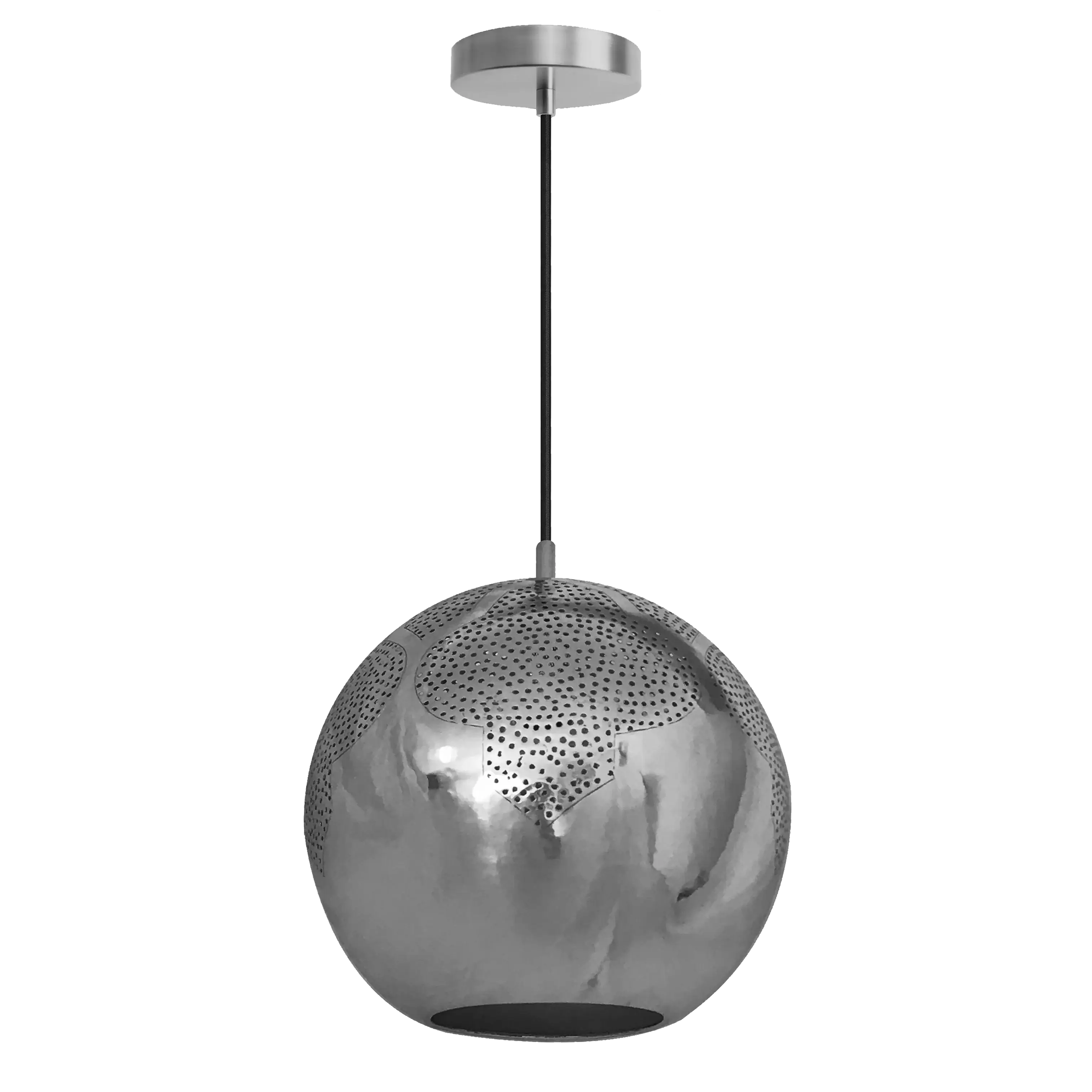 Dounia home Globe Pendant light in nickel silver made of Metal, Model: Najma trellis