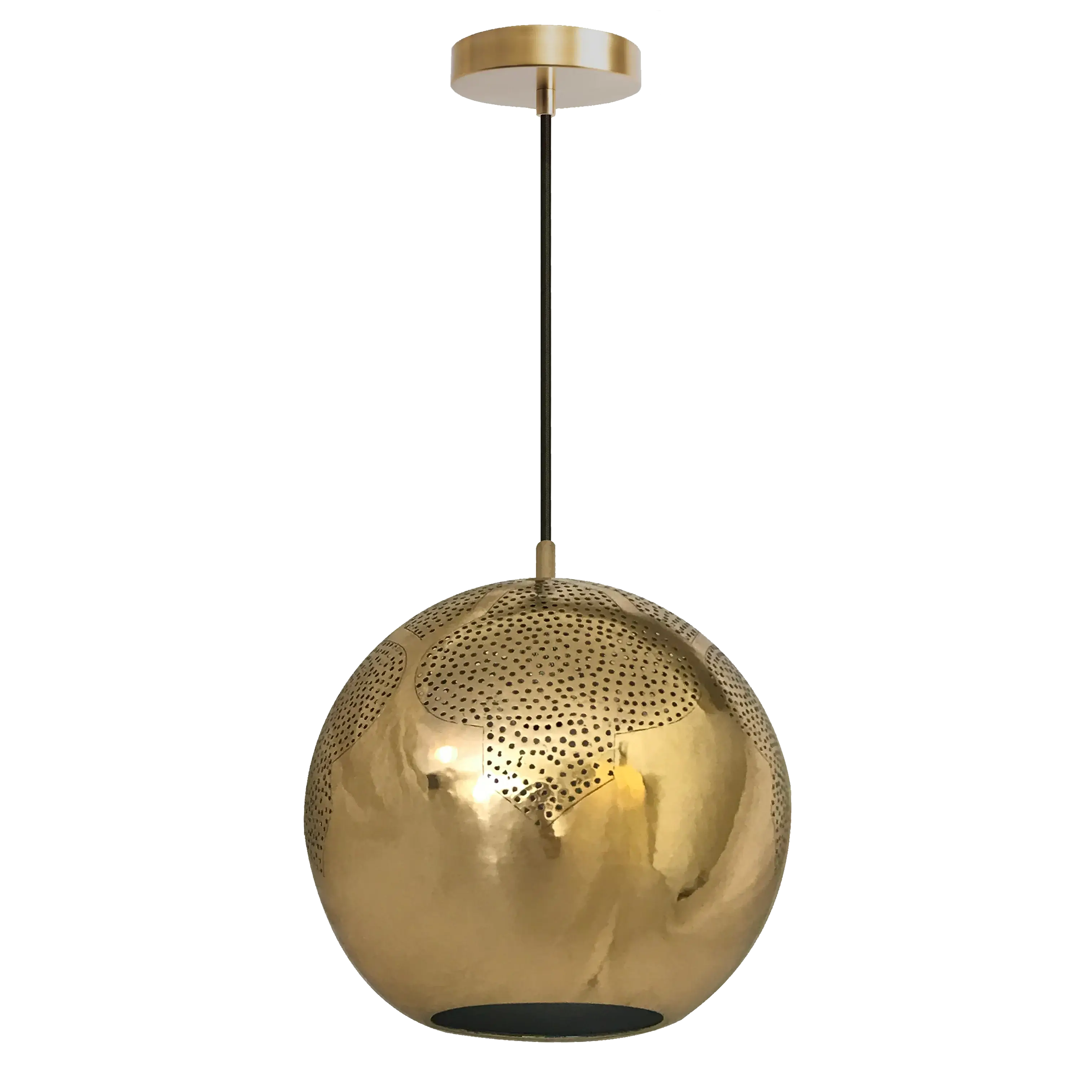 Dounia home Globe Pendant light in polished brass  made of Metal, Model: Najma trellis