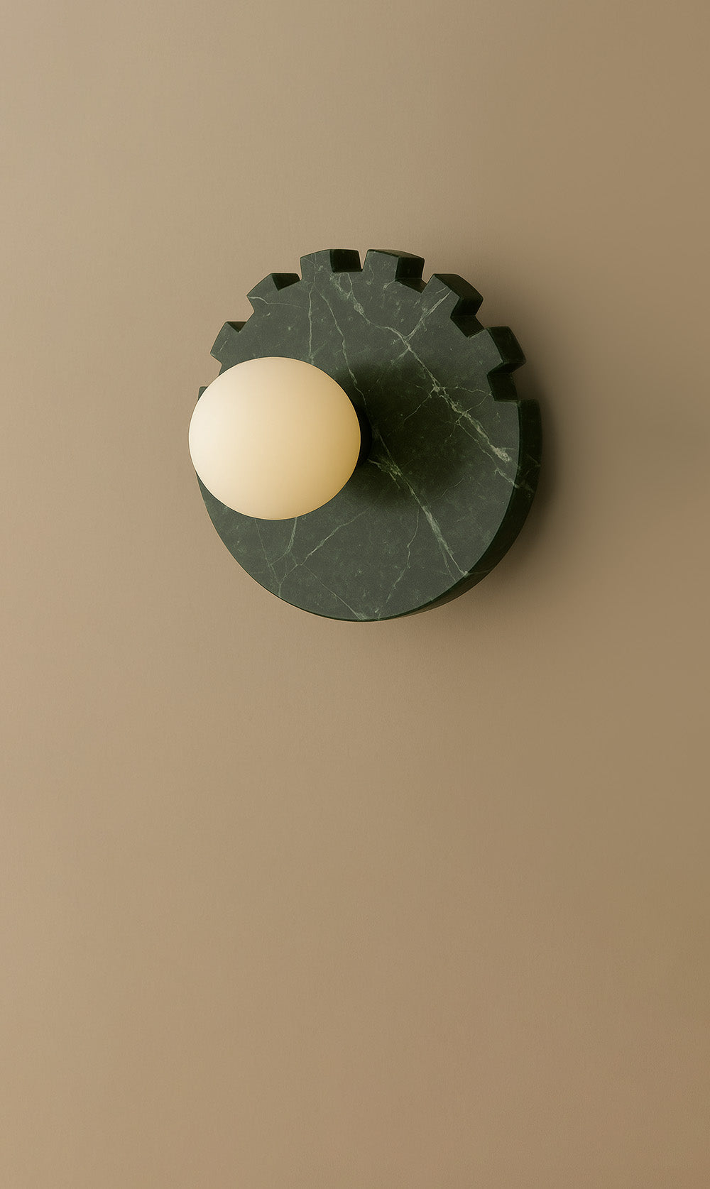 Checkered Disc Wall Sconce - Green Marble