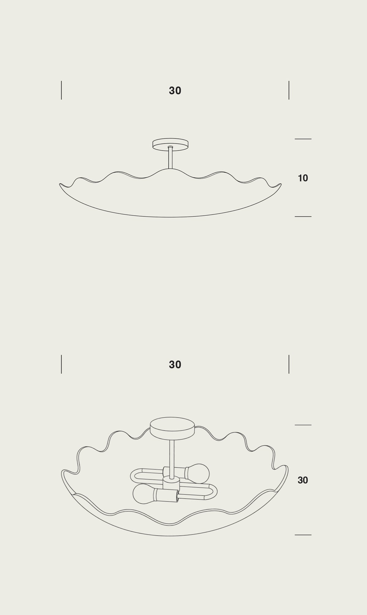 Luna Scalloped Dome Semi-flush